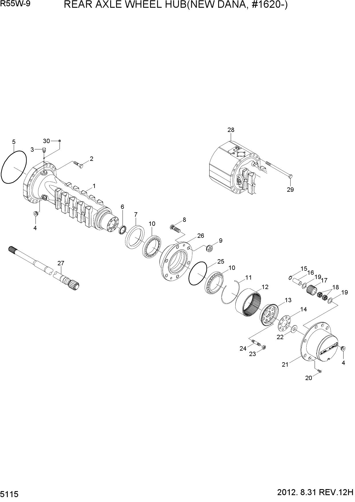 REAR AXLE WHEEL HUB(NEW DANA, #1620-)