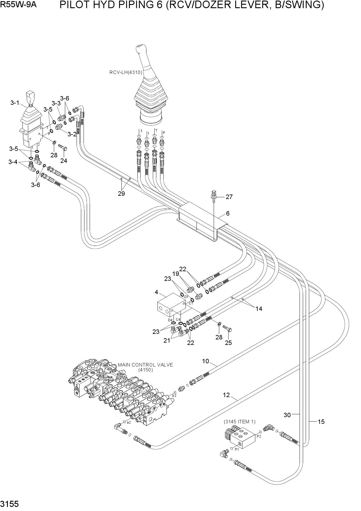 PILOT HYD PIP 6 (RCV/DOZER LVR,B/SWING)