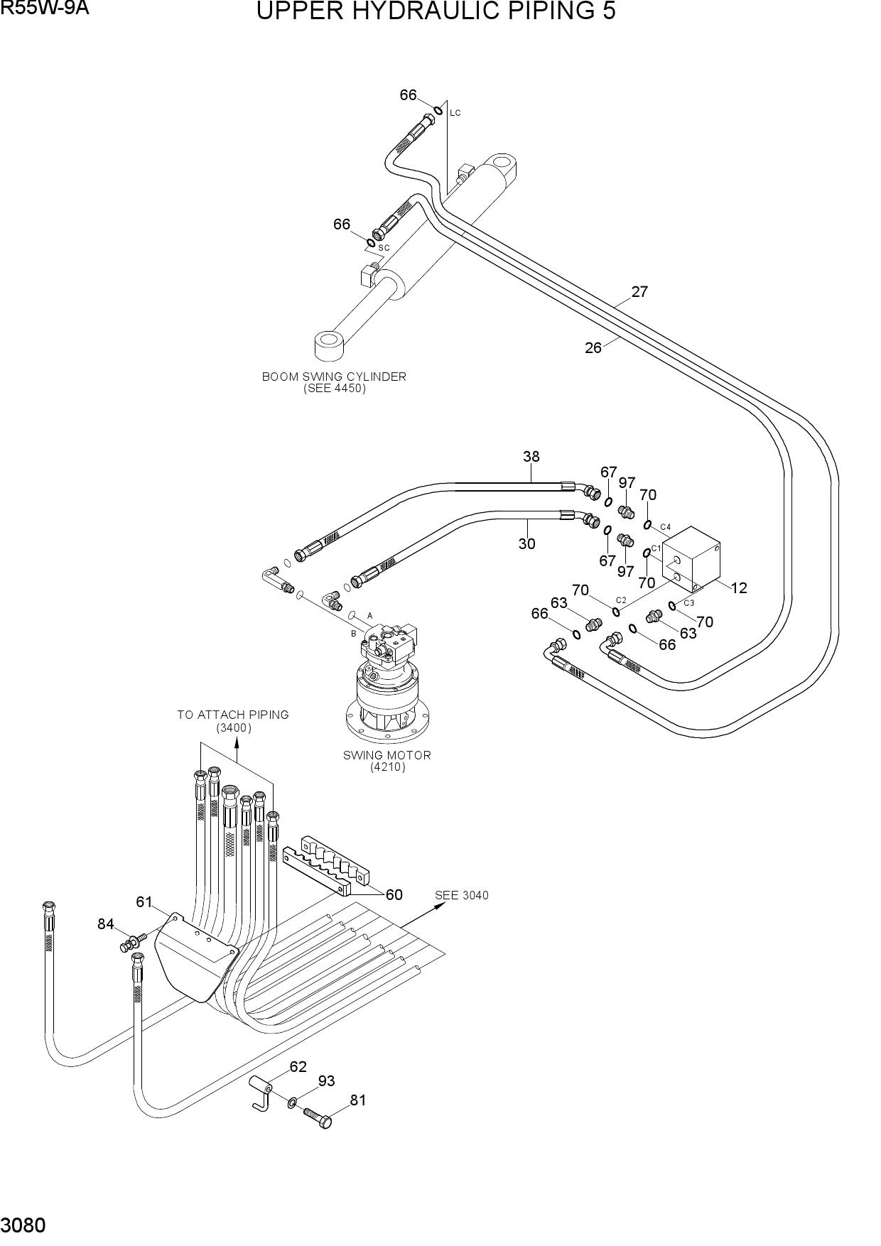 UPPER HYDRAULIC PIPING 5(-#0008)