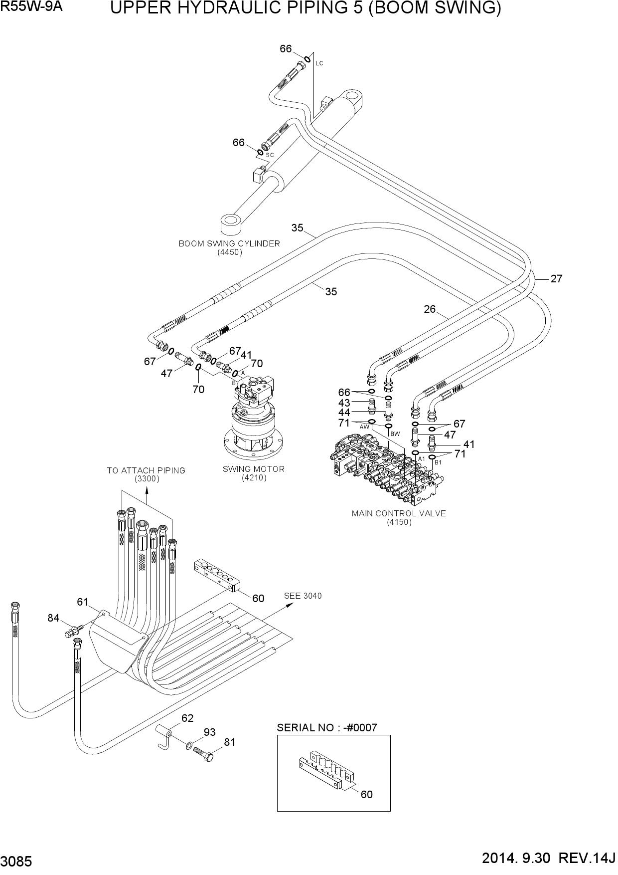 UPPER HYDRAULIC PIPING 5 (BOOM SWING)