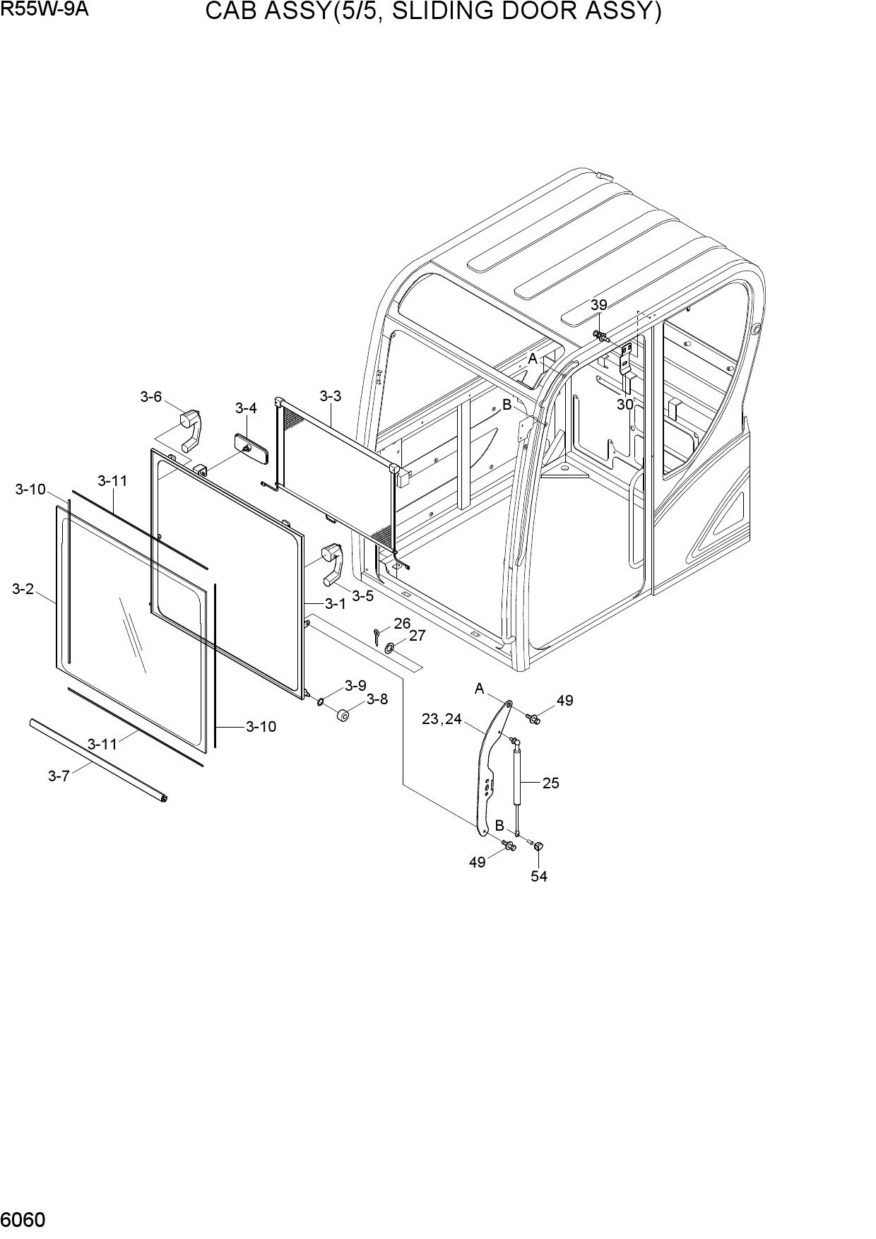 CAB ASSY(5/5, SLIDING DOOR ASSY)