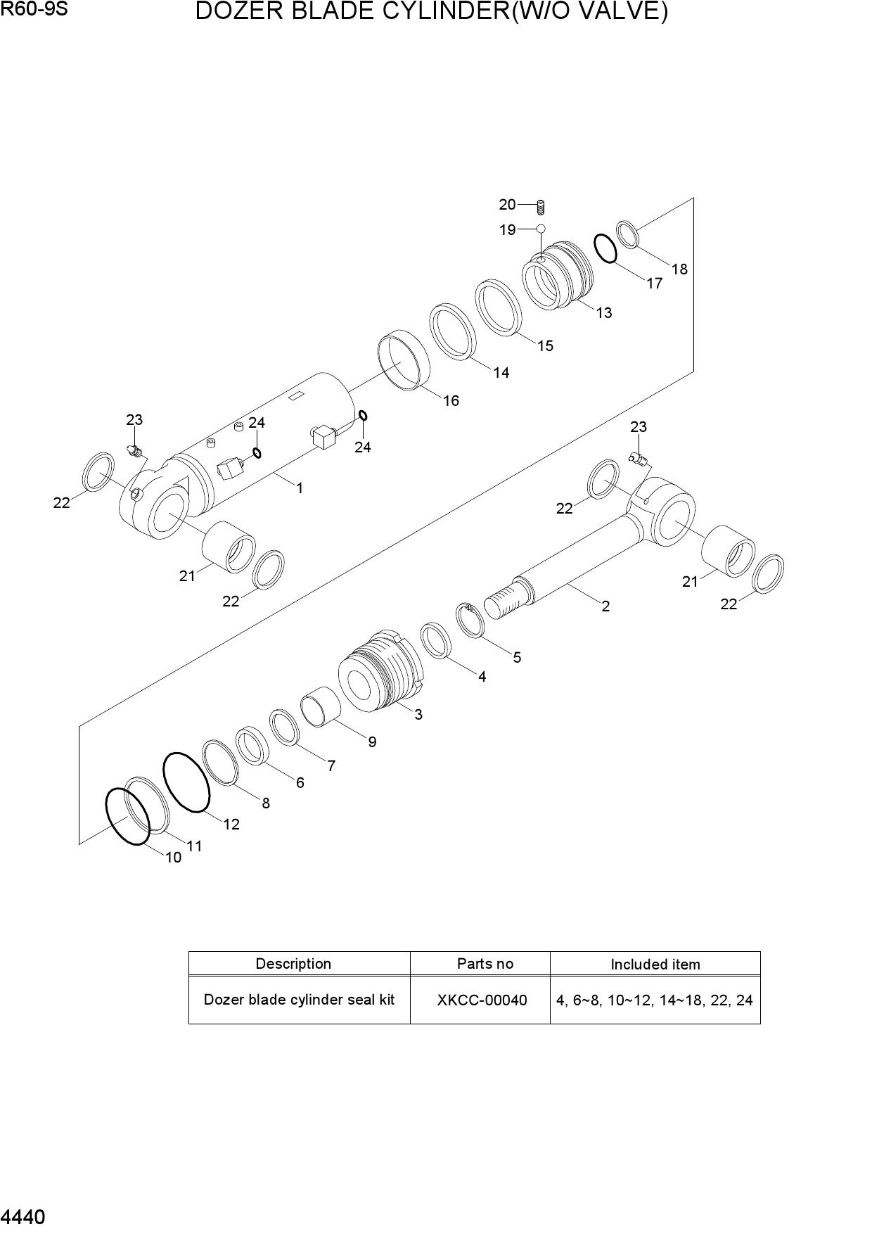 DOZER BLADE CYLINDER(W/O VALVE)
