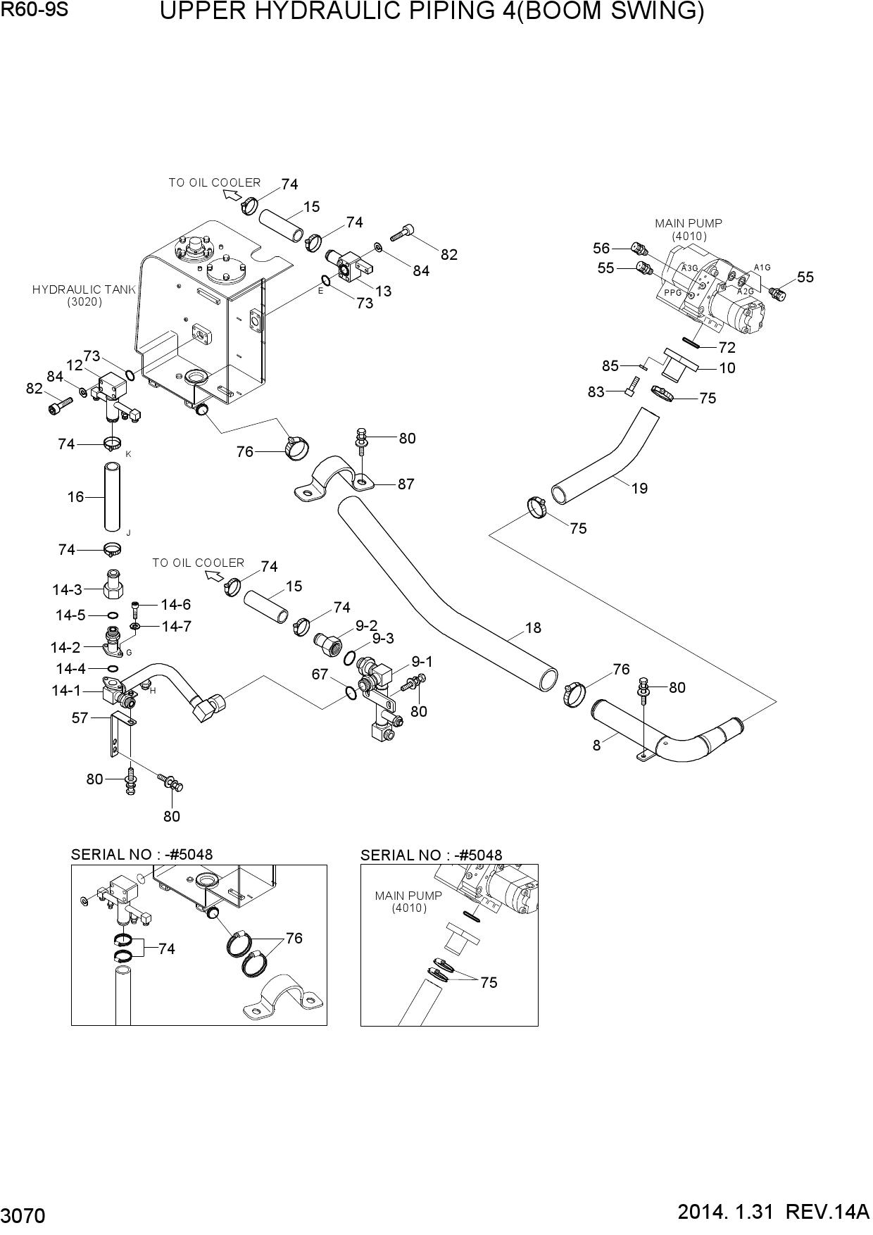 UPPER HYDRAULIC PIPING 4(BOOM SWING)