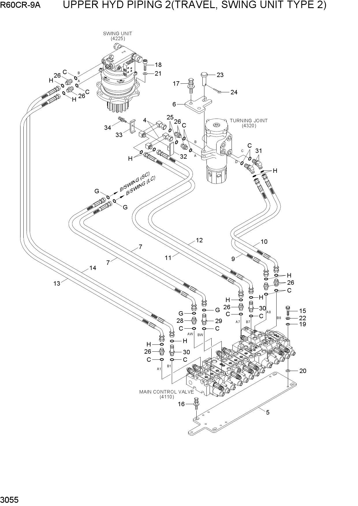 UPPER HYD PIPING 2 (TRAVEL, S/TYPE 2)