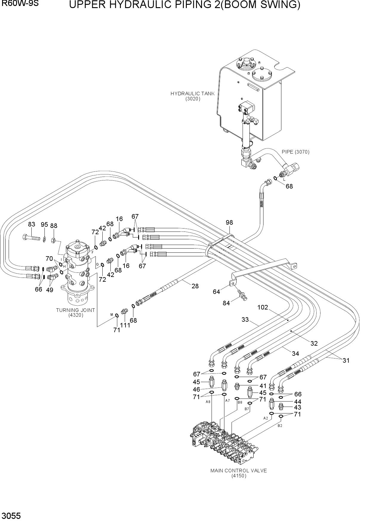 UPPER HYDRAULIC PIPING 2 (BOOM SWING)