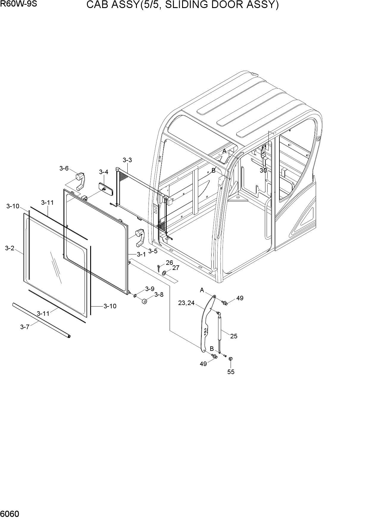 CAB ASSY(5/5, SLIDING DOOR ASSY)