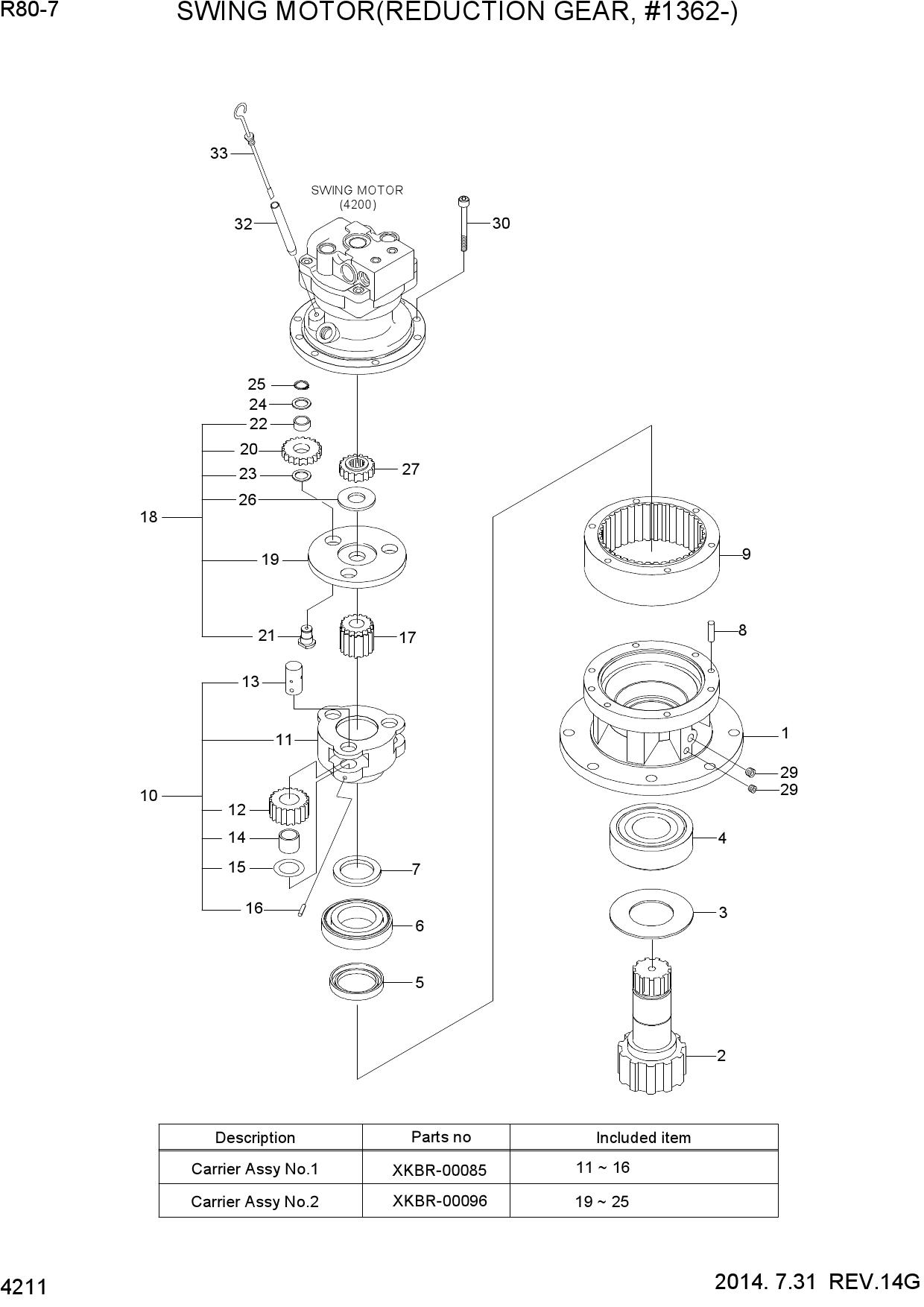 SWING MOTOR(REDUCTION GEAR, #1362-)