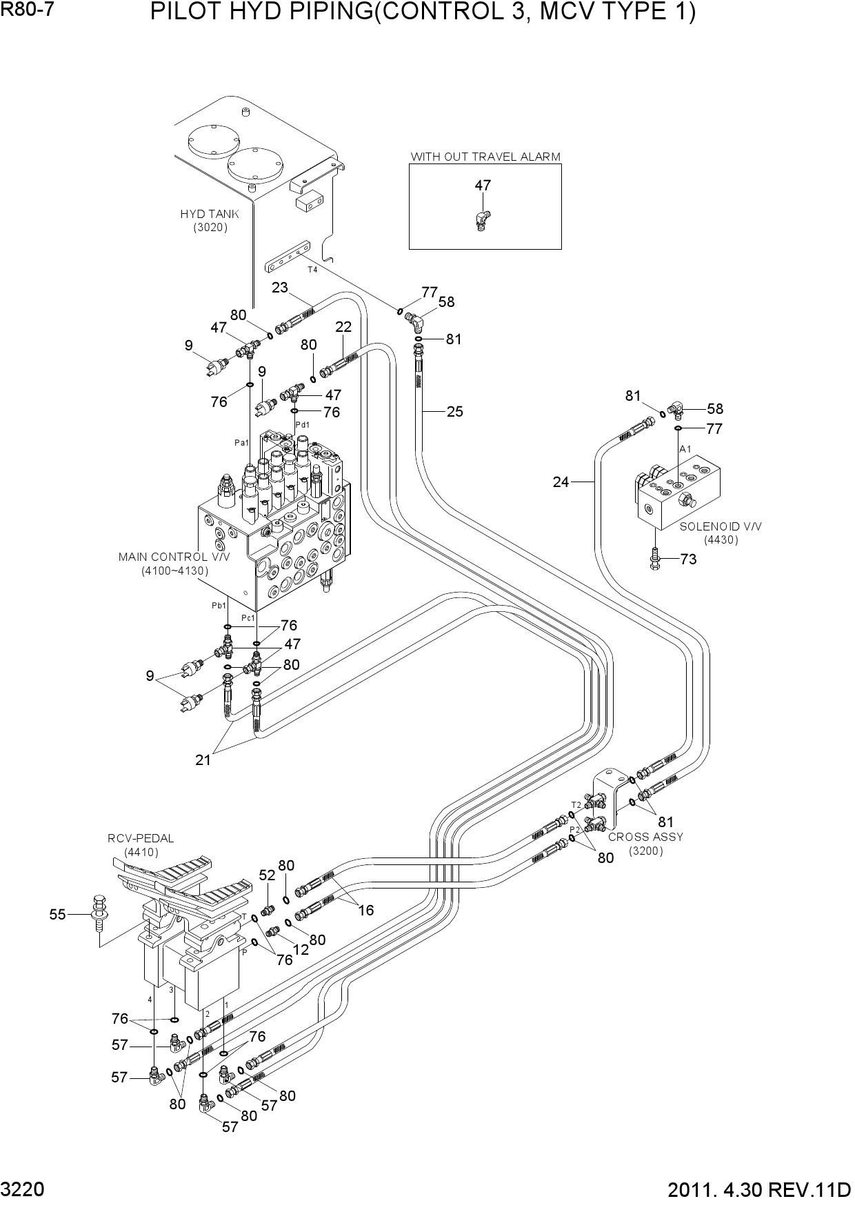 PILOT HYD PIPING(CONTROL 3, MCV TYPE 1)