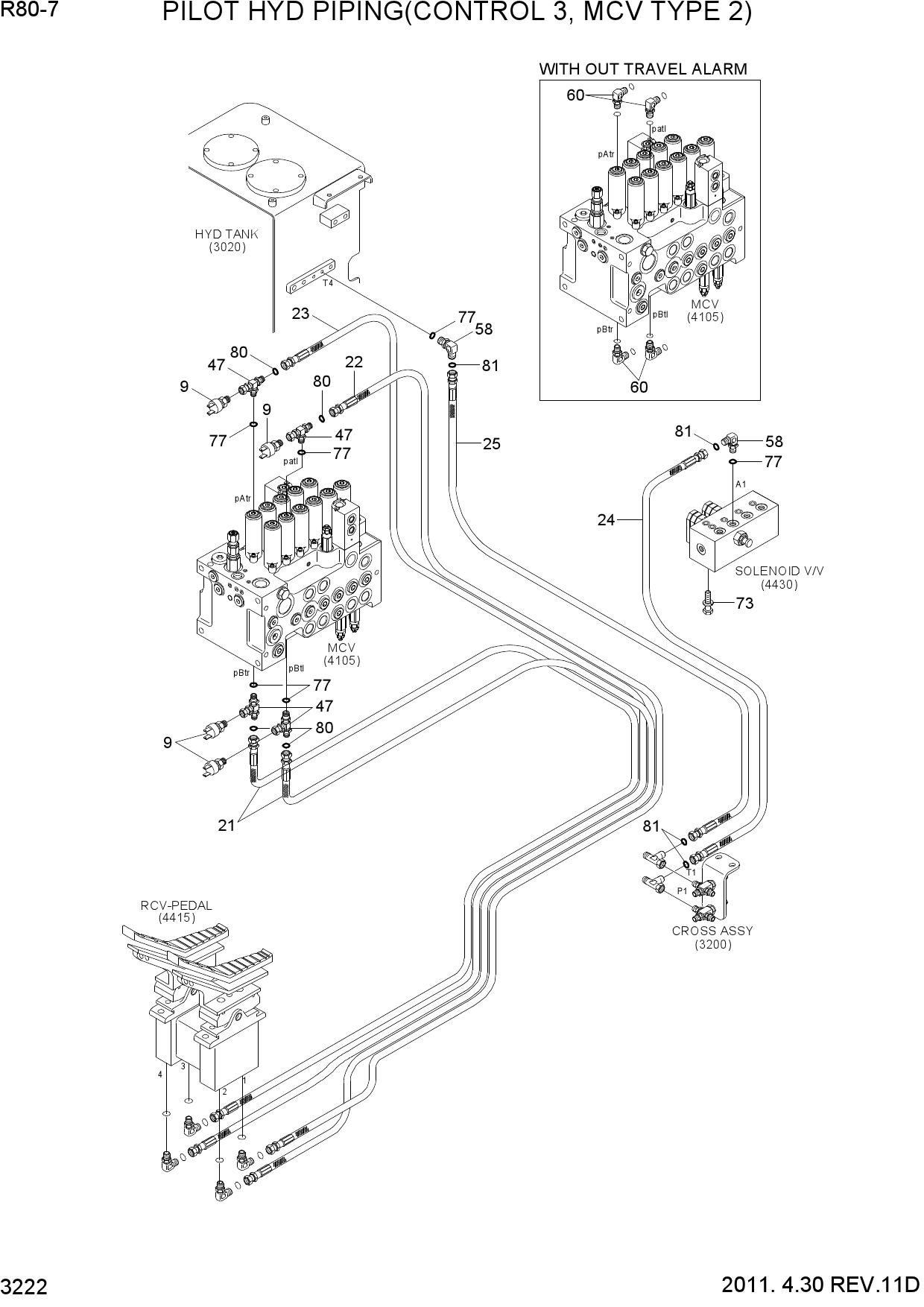PILOT HYD PIPING(CONTROL 3, MCV TYPE 2)