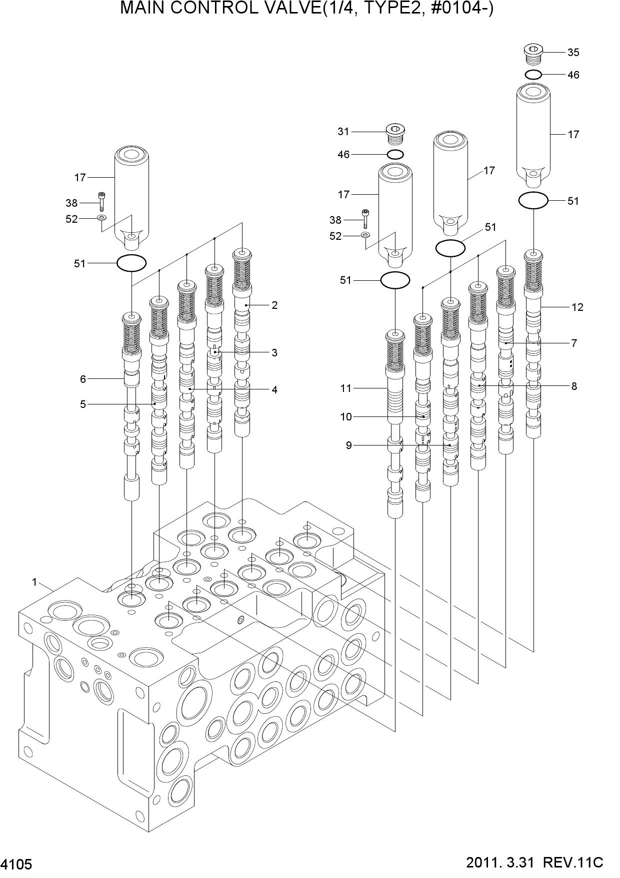 MAIN CONTROL VALVE(1/4, TYPE2, #0104-)
