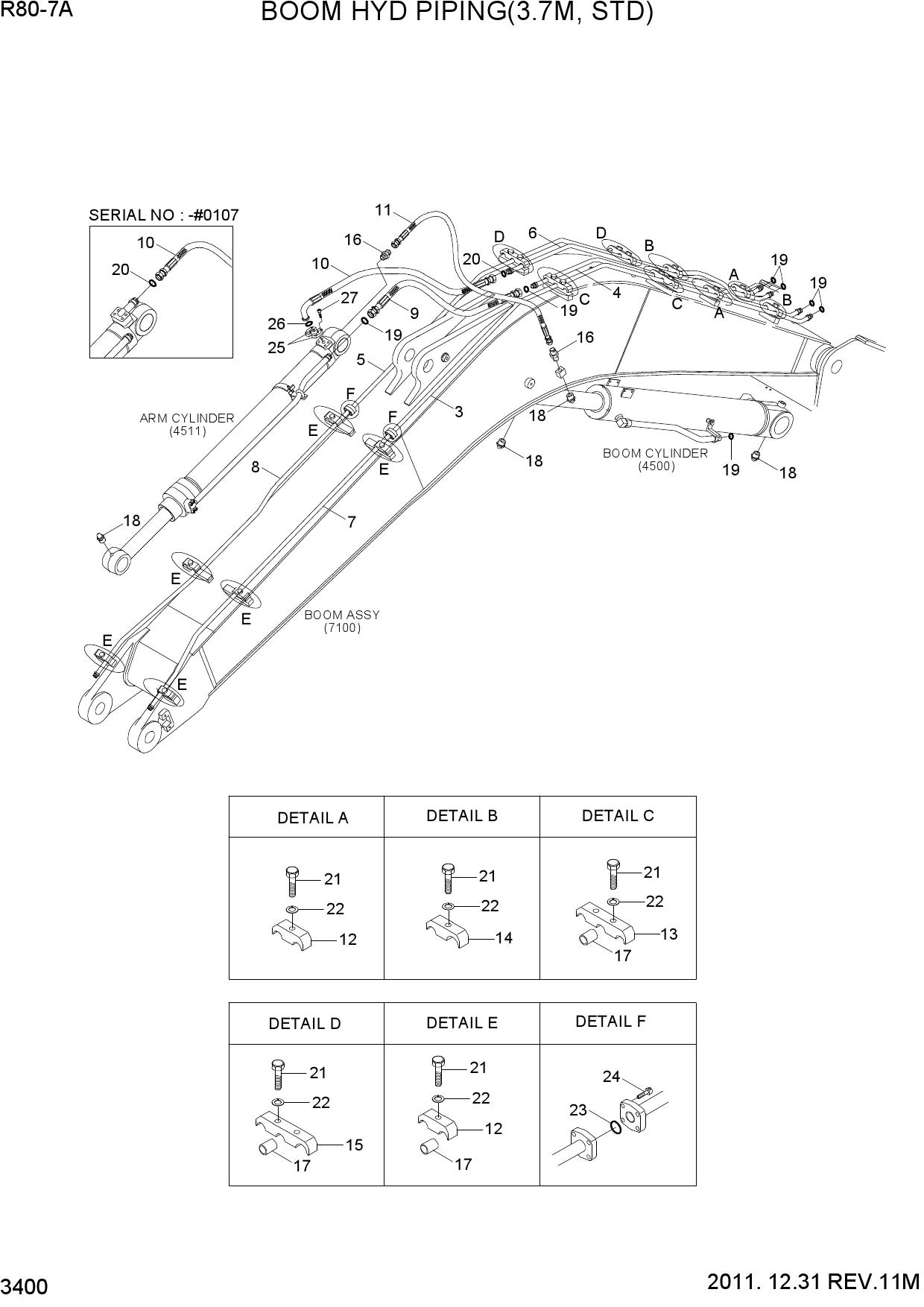 BOOM HYD PIPING(3.7M, STD)