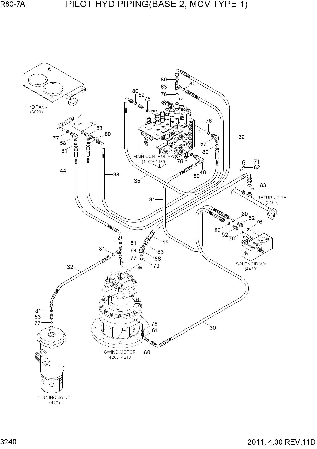 PILOT HYD PIPING(BASE 2, MCV TYPE 1)