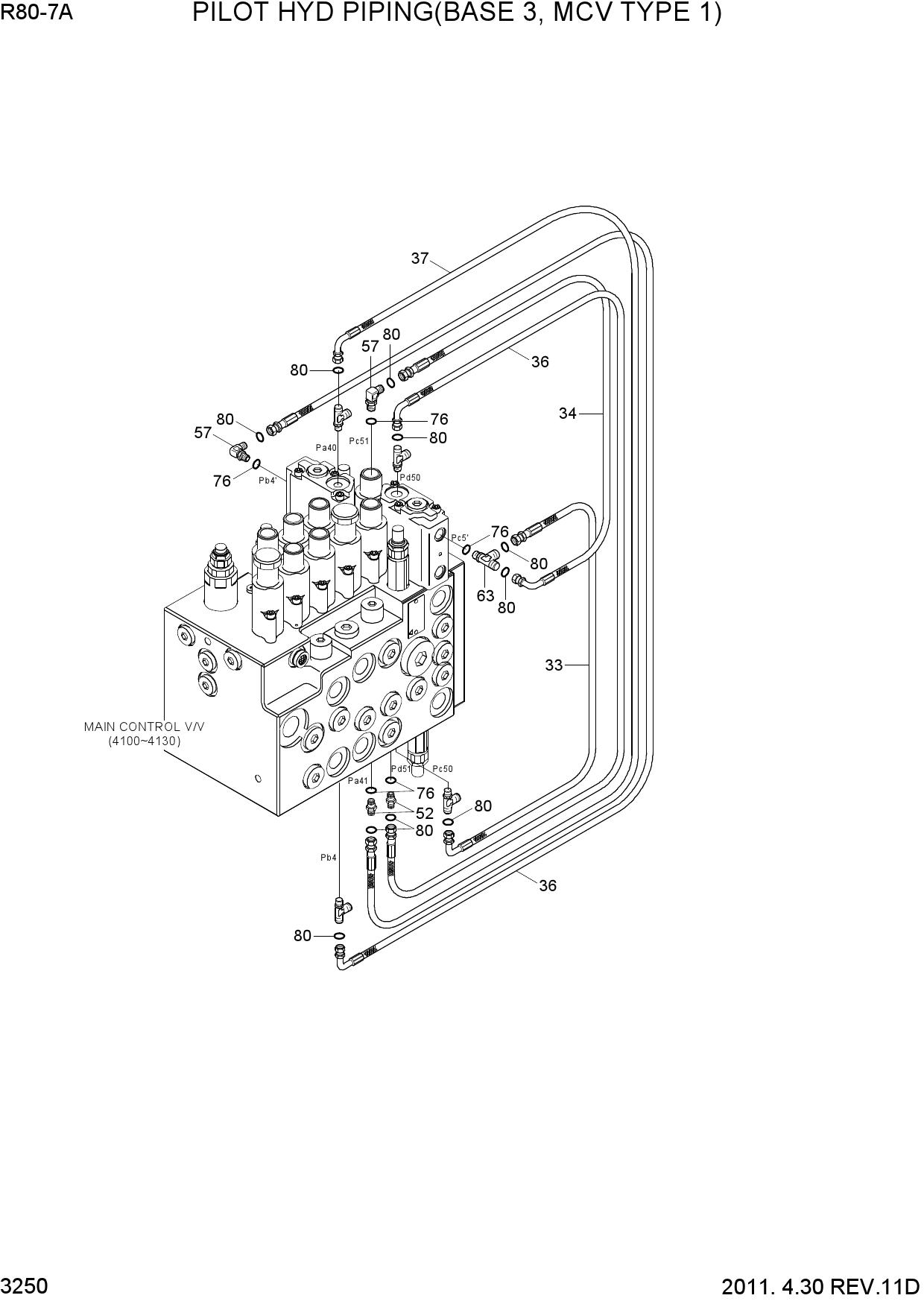 PILOT HYD PIPING(BASE 3, MCV TYPE 1)
