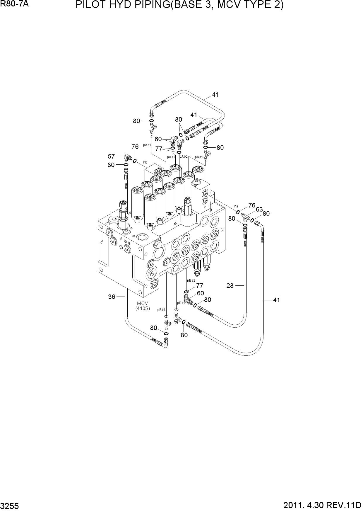 PILOT HYD PIPING(BASE 3, MCV TYPE 2)