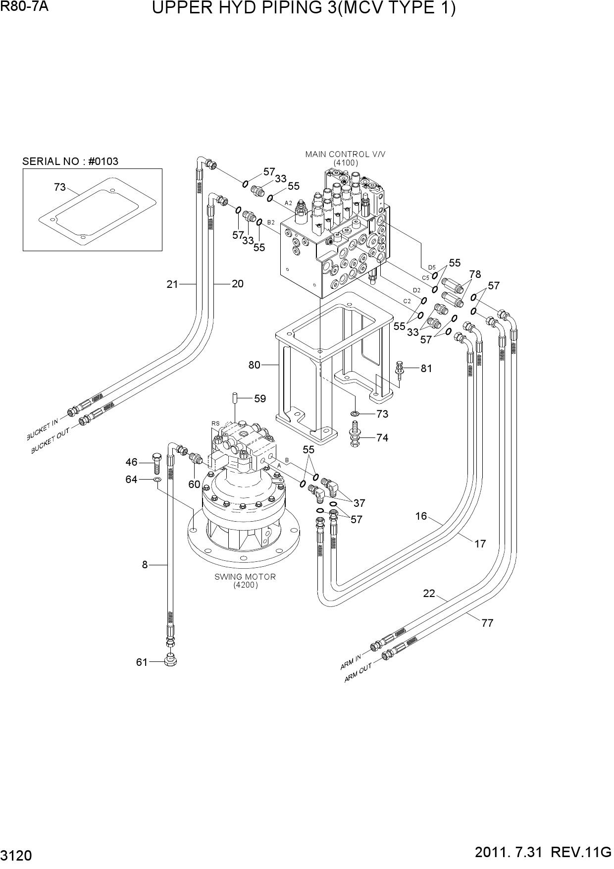 UPPER HYD PIPING 3(MCV TYPE 1)