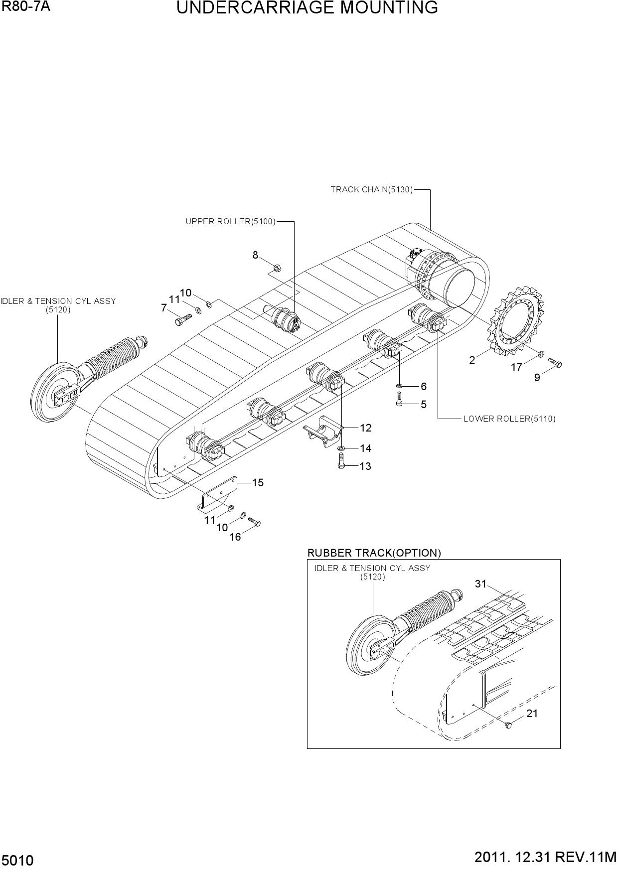 UNDERCARRIAGE MOUNTING & RUBBER TRACK