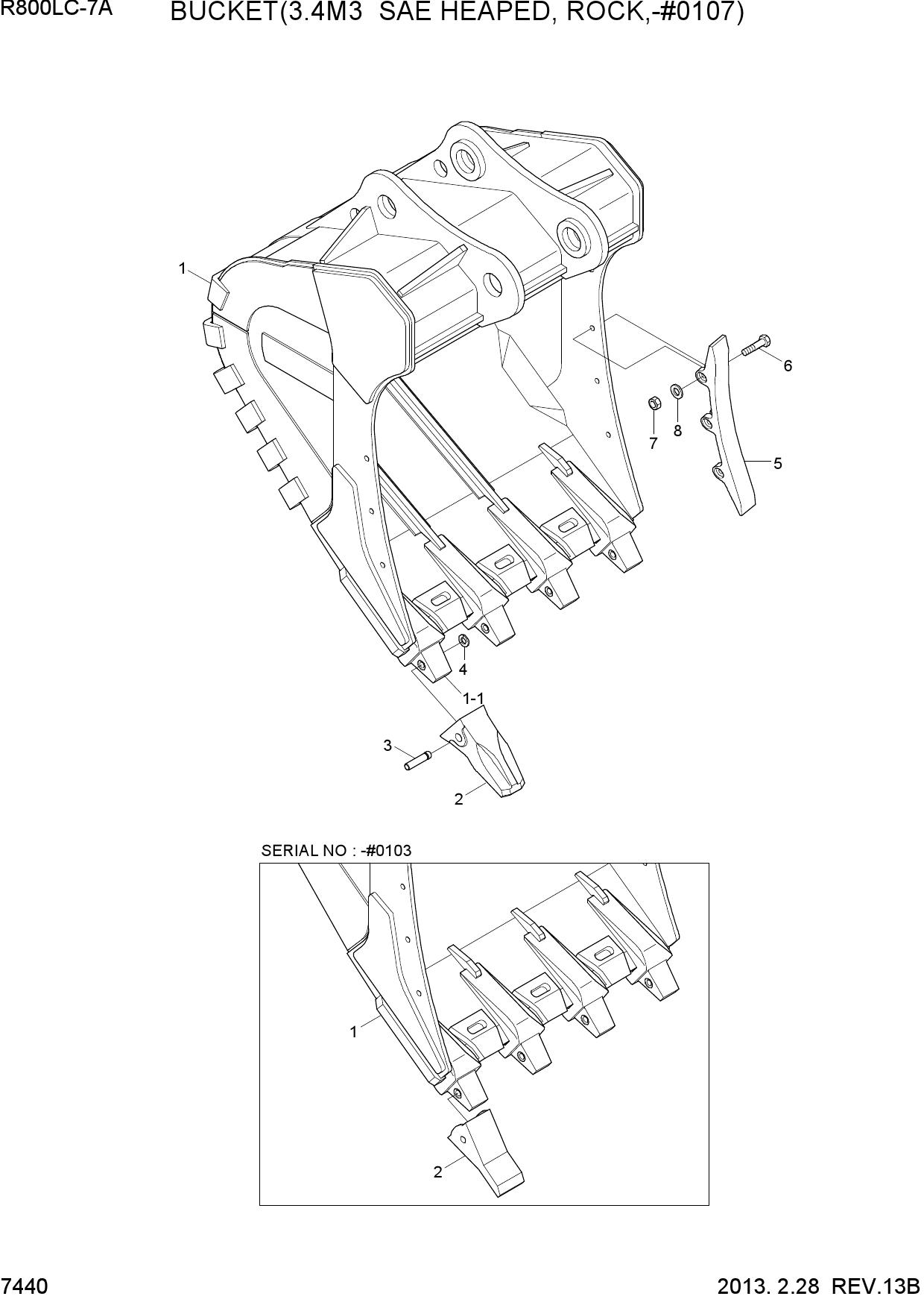 BUCKET(3.40M3 SAE HEAPED, ROCK,-#0107)