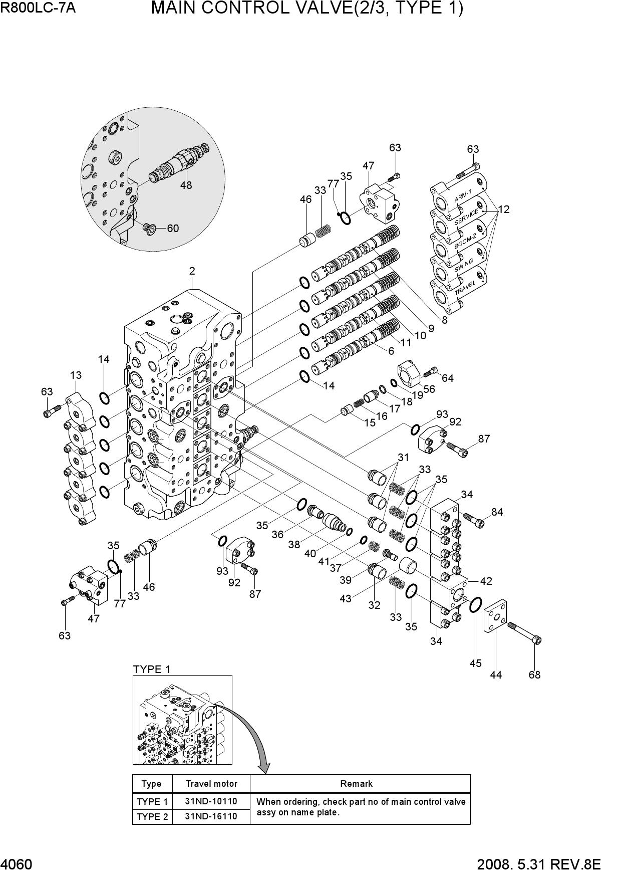 MAIN CONTROL VALVE(2/3, TYPE 1)