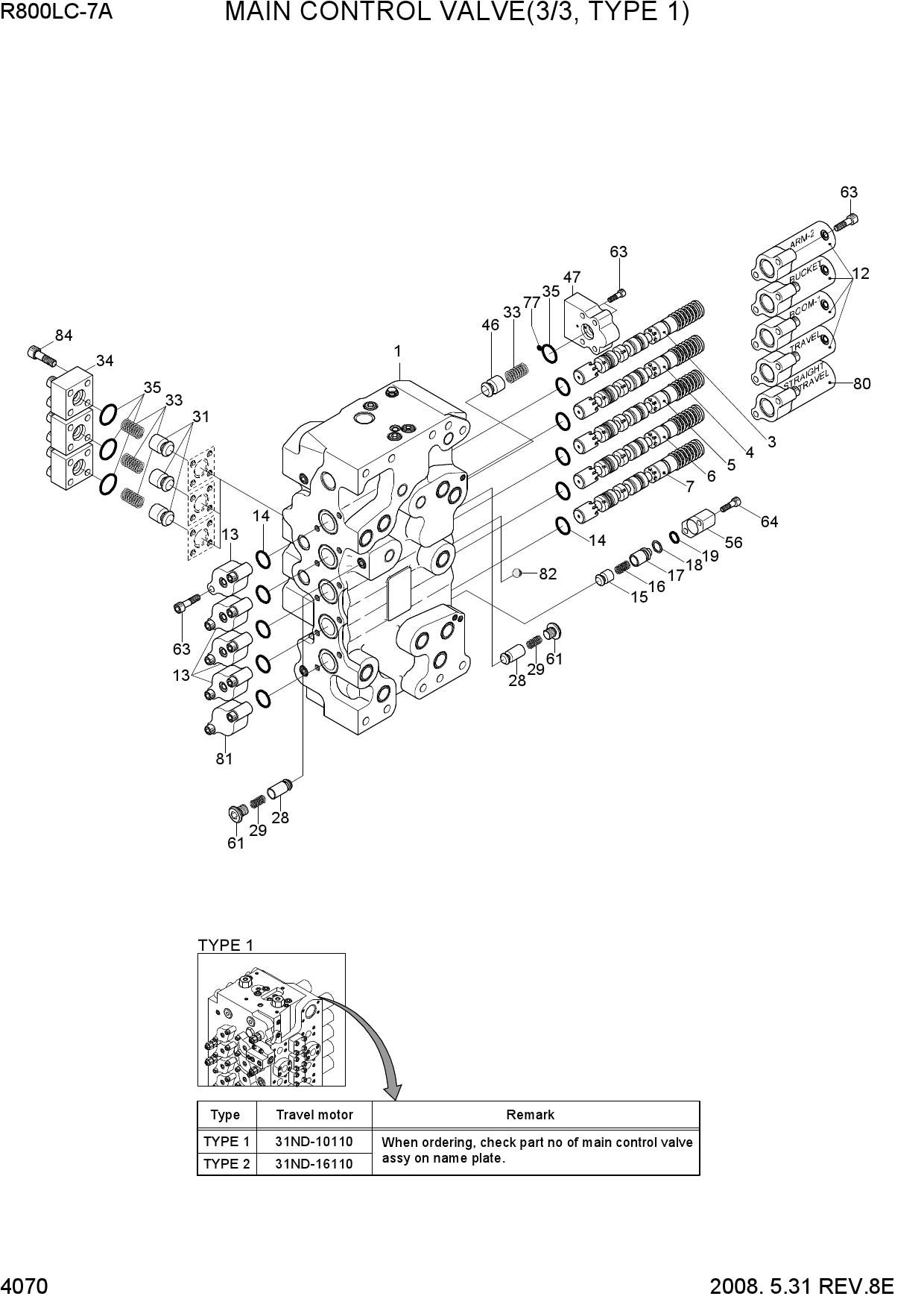 MAIN CONTROL VALVE(3/3, TYPE 1)