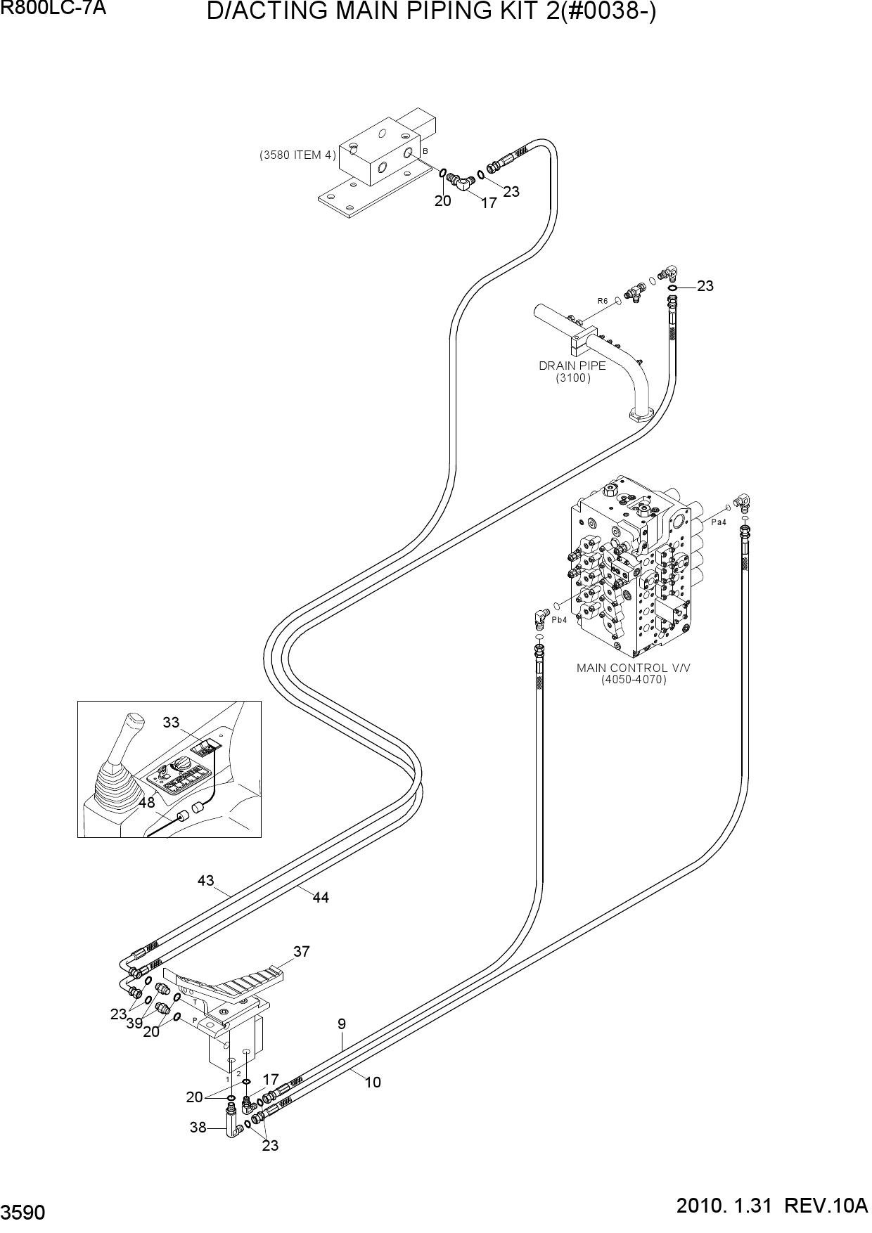 D/ACTING MAIN PIPING KIT(2/2, #0038-)