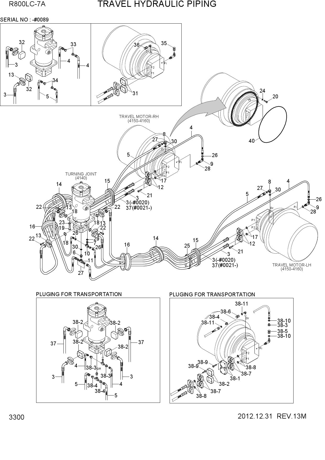 TRAVEL HYDRAULIC PIPING