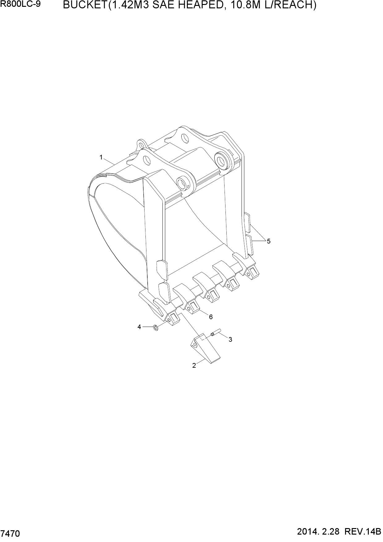 BUCKET(1.42M3 SAE HEAPED, 10.8M L/REACH)