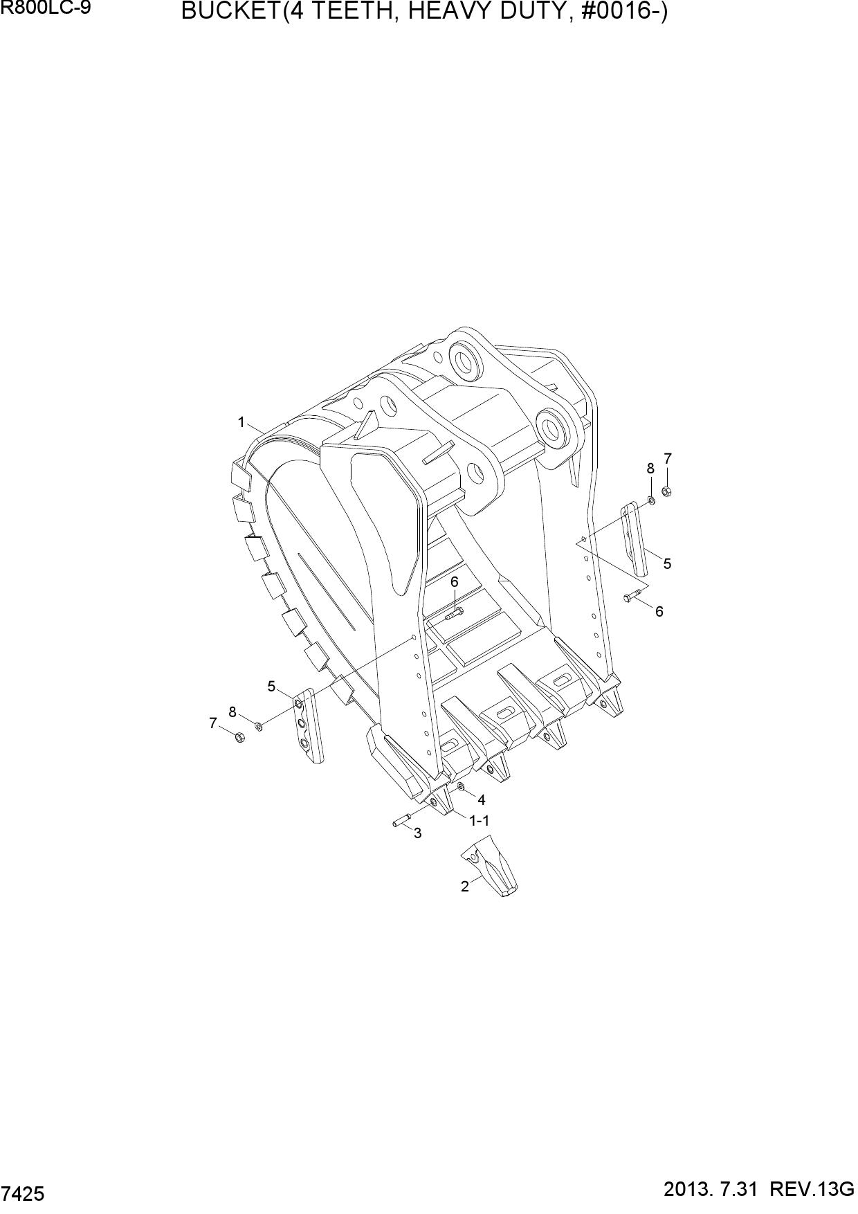 BUCKET(4 TEETH, HEAVY DUTY, #0016-)