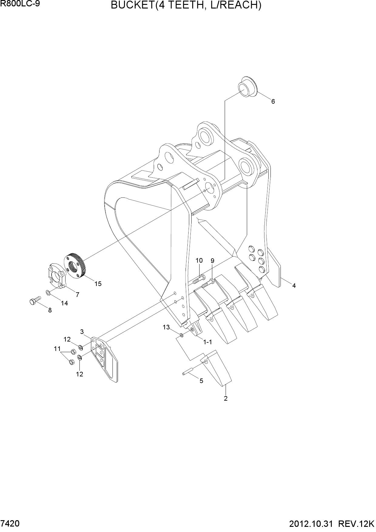 BUCKET(4 TEETH, LONG REACH)