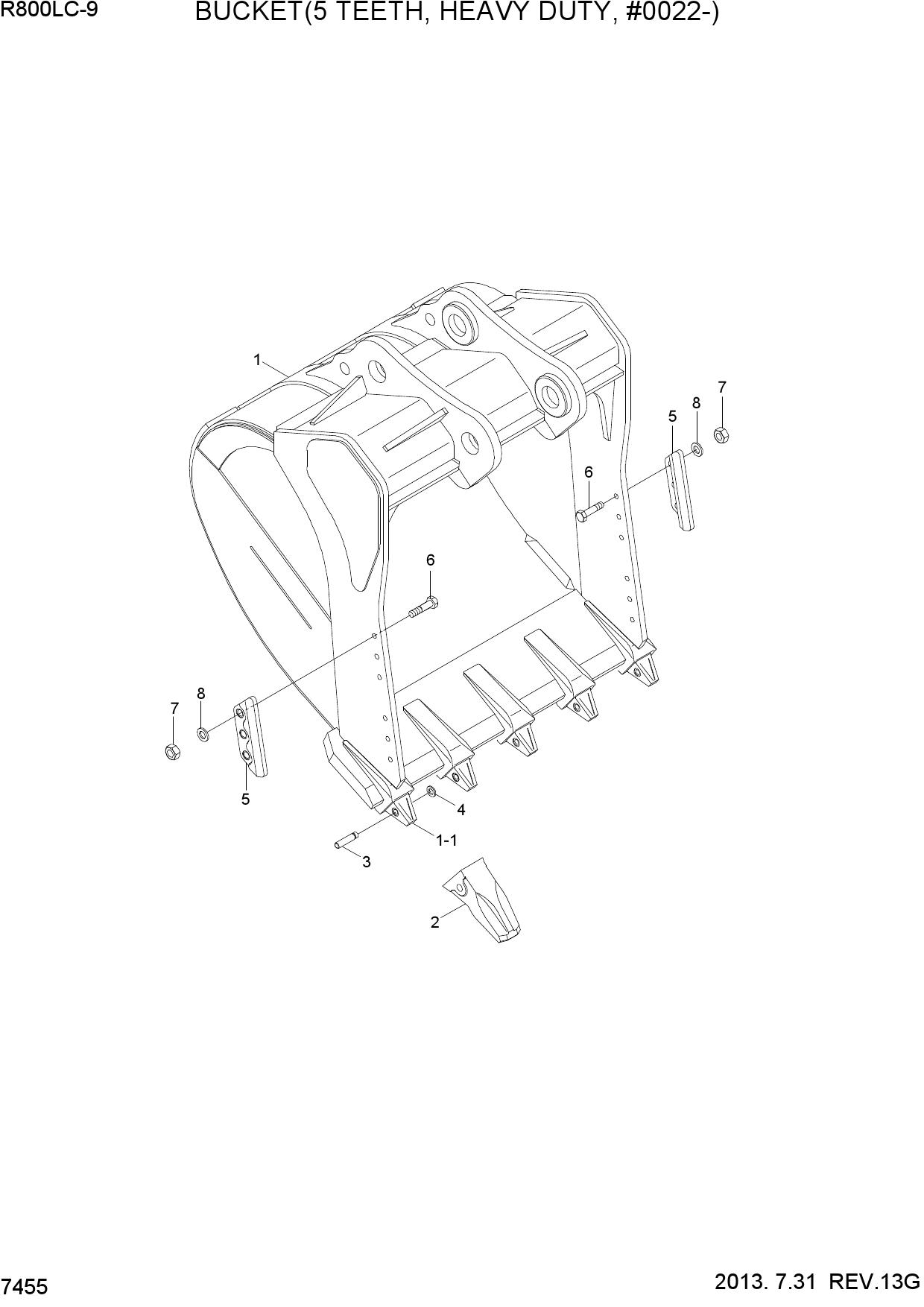 BUCKET(5 TEETH, HEAVY DUTY, #0022-)