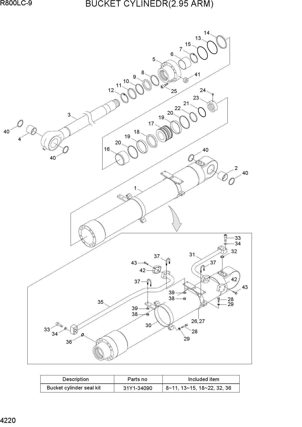 BUCKE TCYLINDER(2.95 ARM)