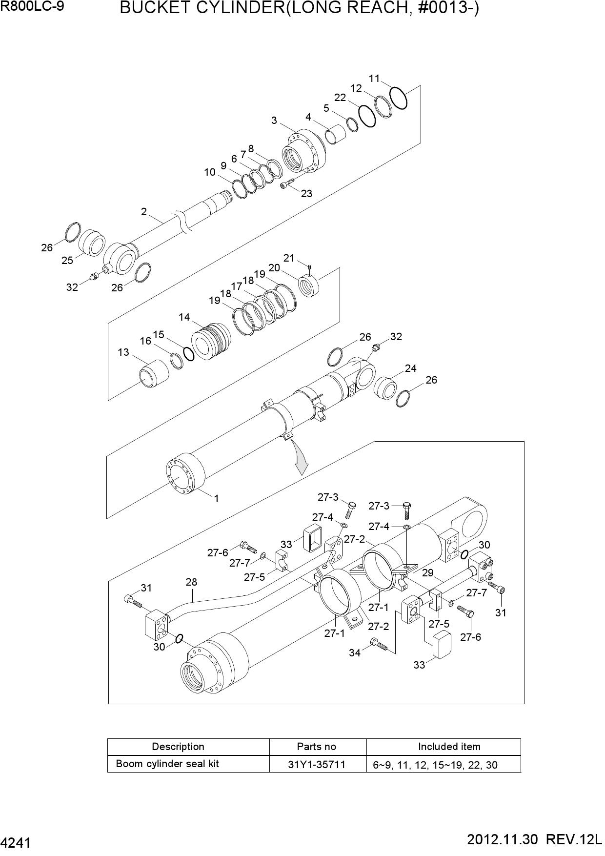 BUCKE TCYLINDER(LONG REACH, #0013-)