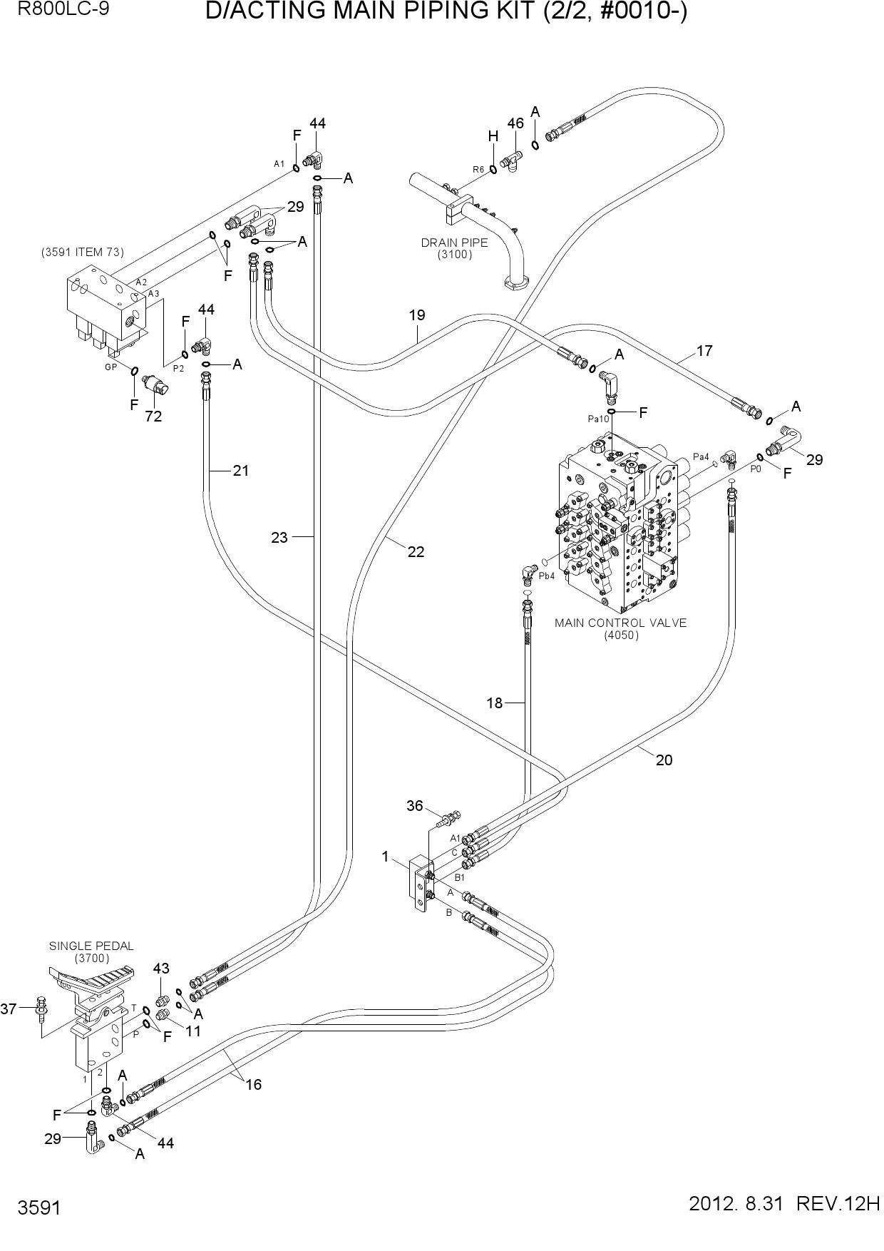 D/ACTING MAIN PIPING KIT(2/2, #0010-)