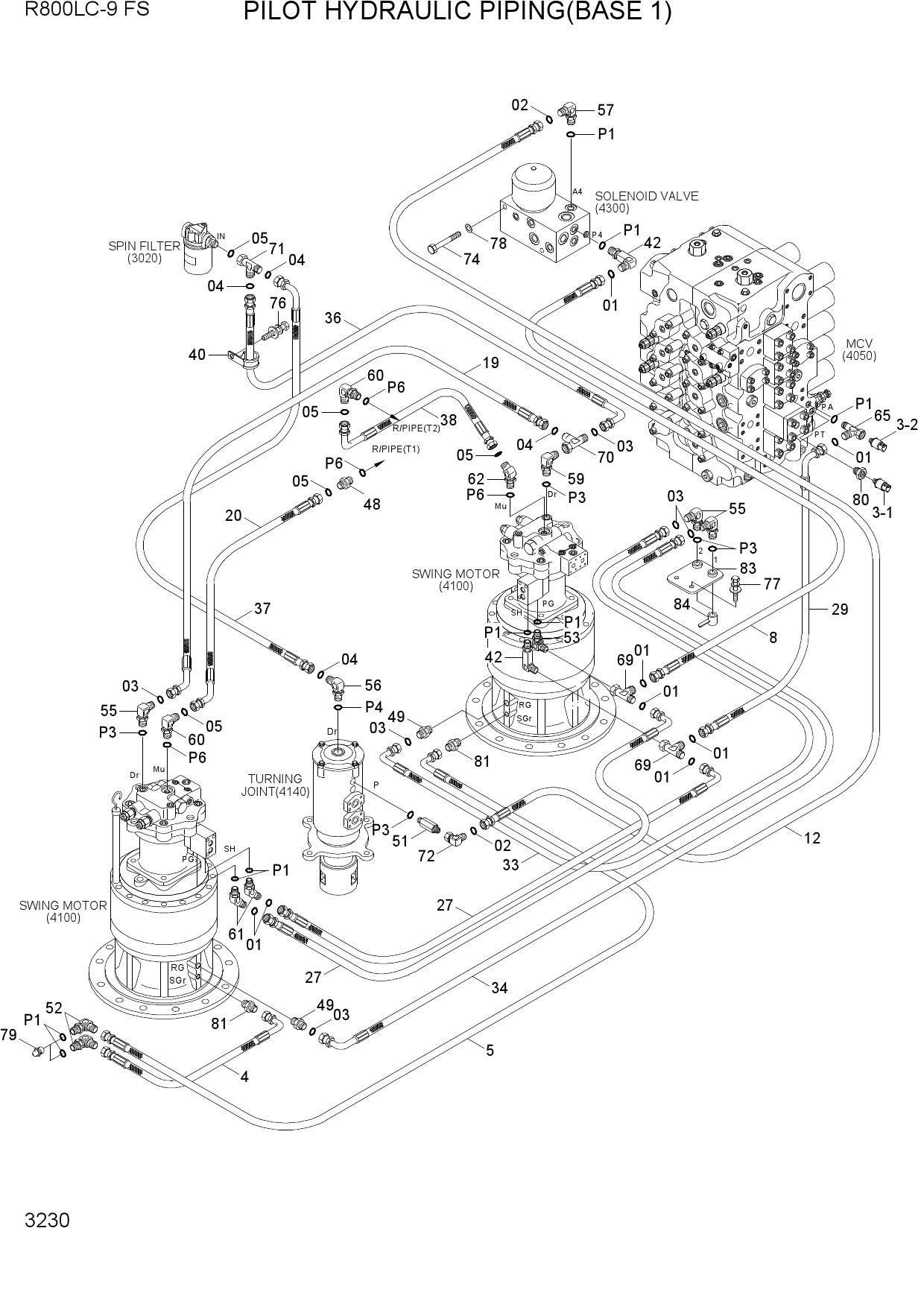 PILOT HYDRAULIC PIPING(BASE 1)