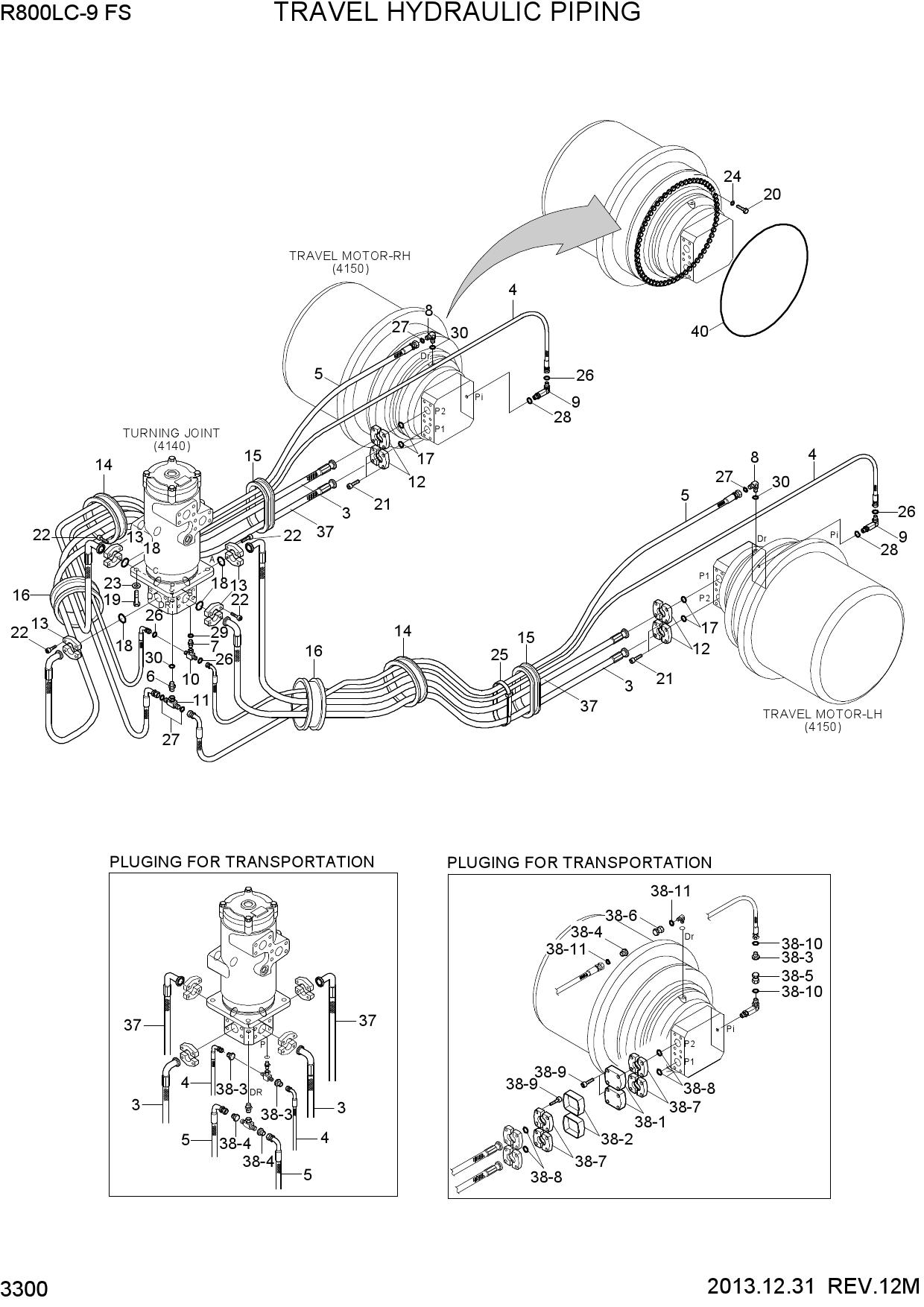 TRAVEL HYDRAULIC PIPING