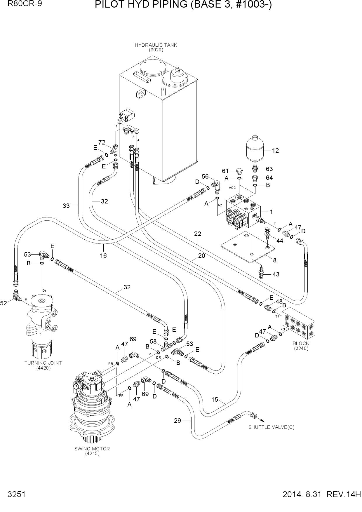 PILOT HYD PIPING(BASE 3, #1003-)
