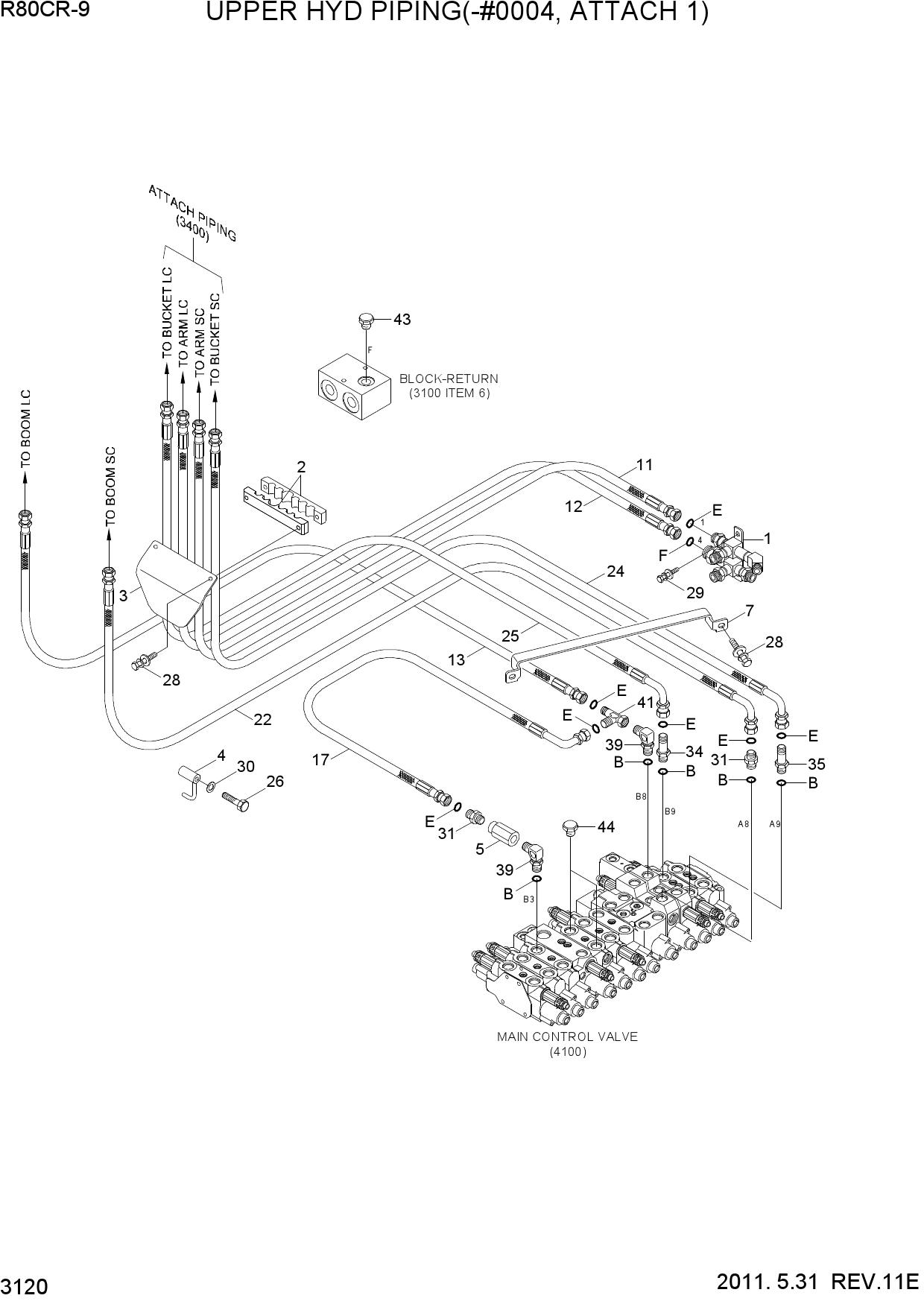 UPPER HYD PIPING(-#0004, ATTACH 1)