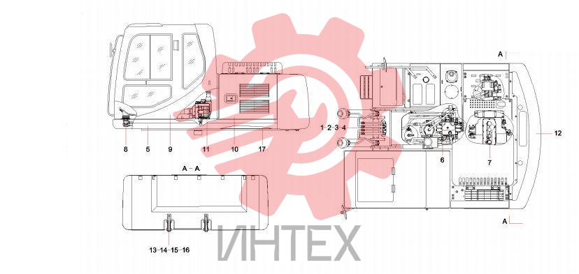 Комплектующие экскаватора SY135C8I3K(EU).1 13267763