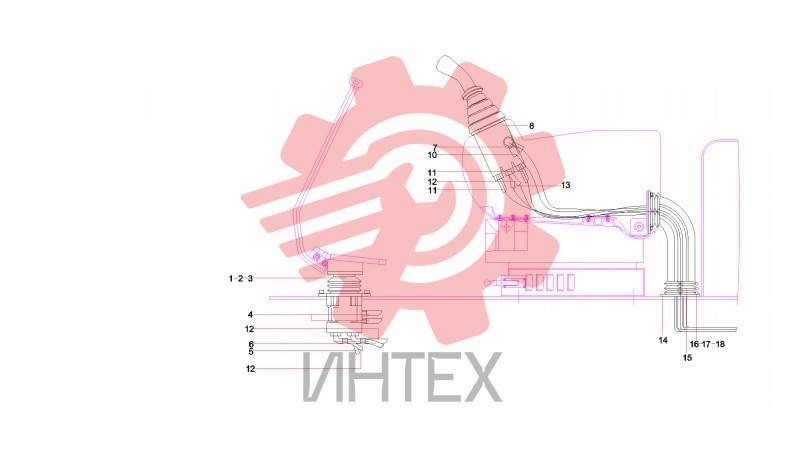 Трубопровод управления КПП SY140C1C2K.1.4.1 13069614 (часть 1)