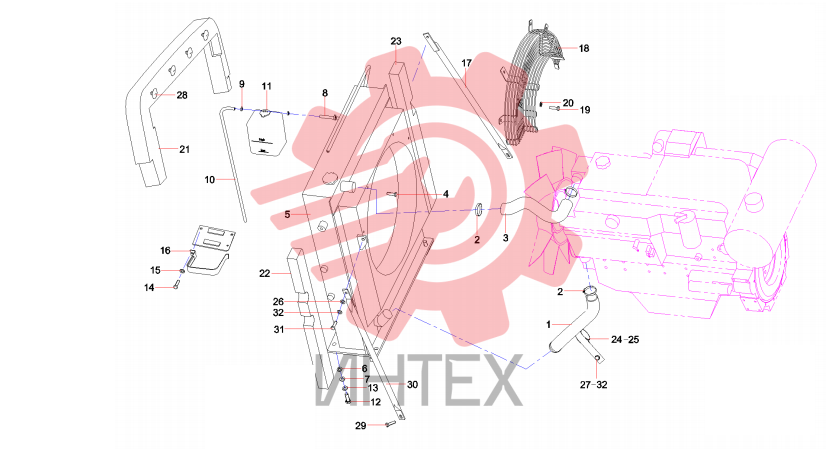 Корпус радиатора SY215C9M2KS.1.3.3A 13370609