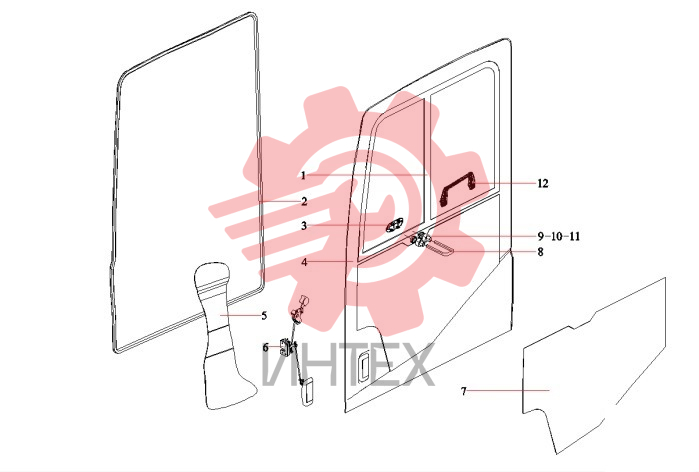 Дверь кабины с комплектующими A229900009414