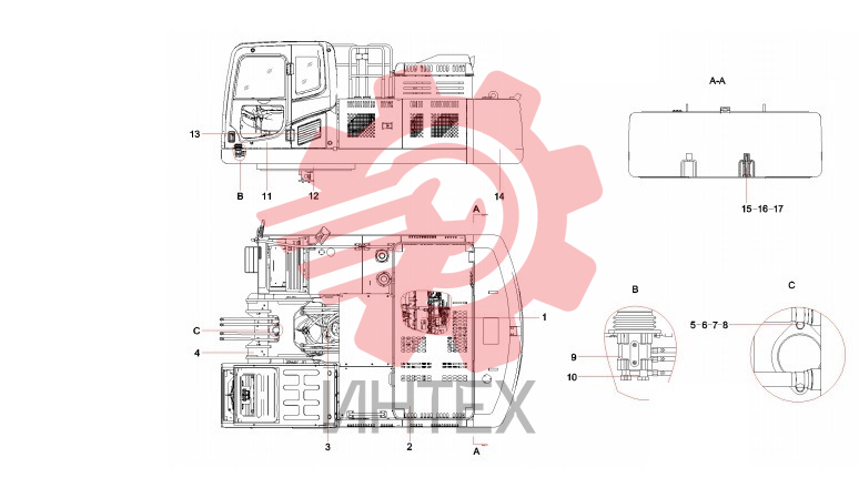 Комплектующие поворотной платформы SY335C9 13297123