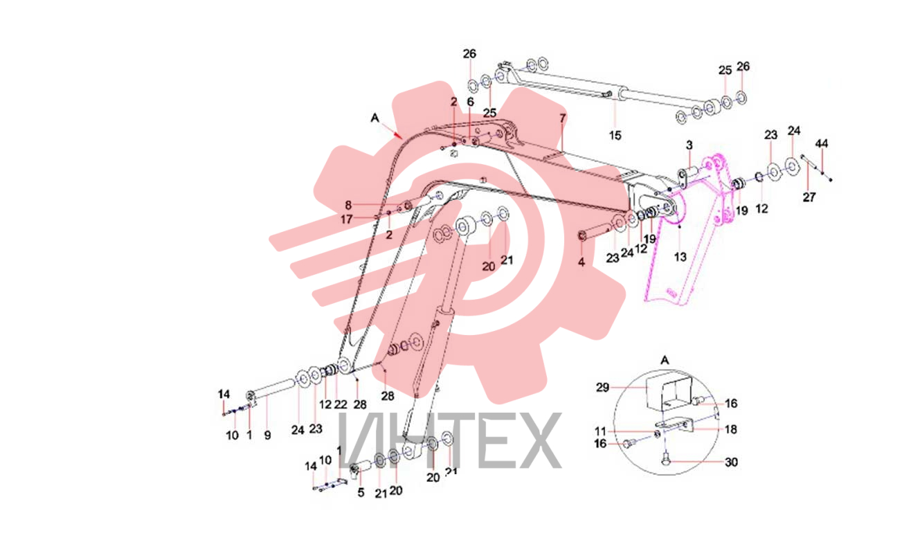 Крепления стрелы и гидроцилиндров (часть 1) SY75C9I4R.3 13312289