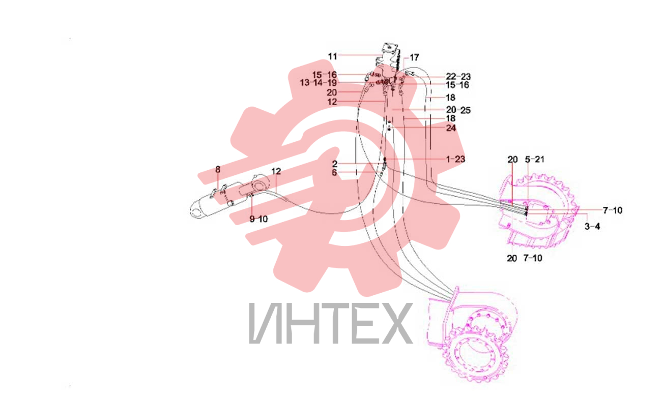 Система гидравлическая поворотной рамы SY75C3I3.2A 13300941