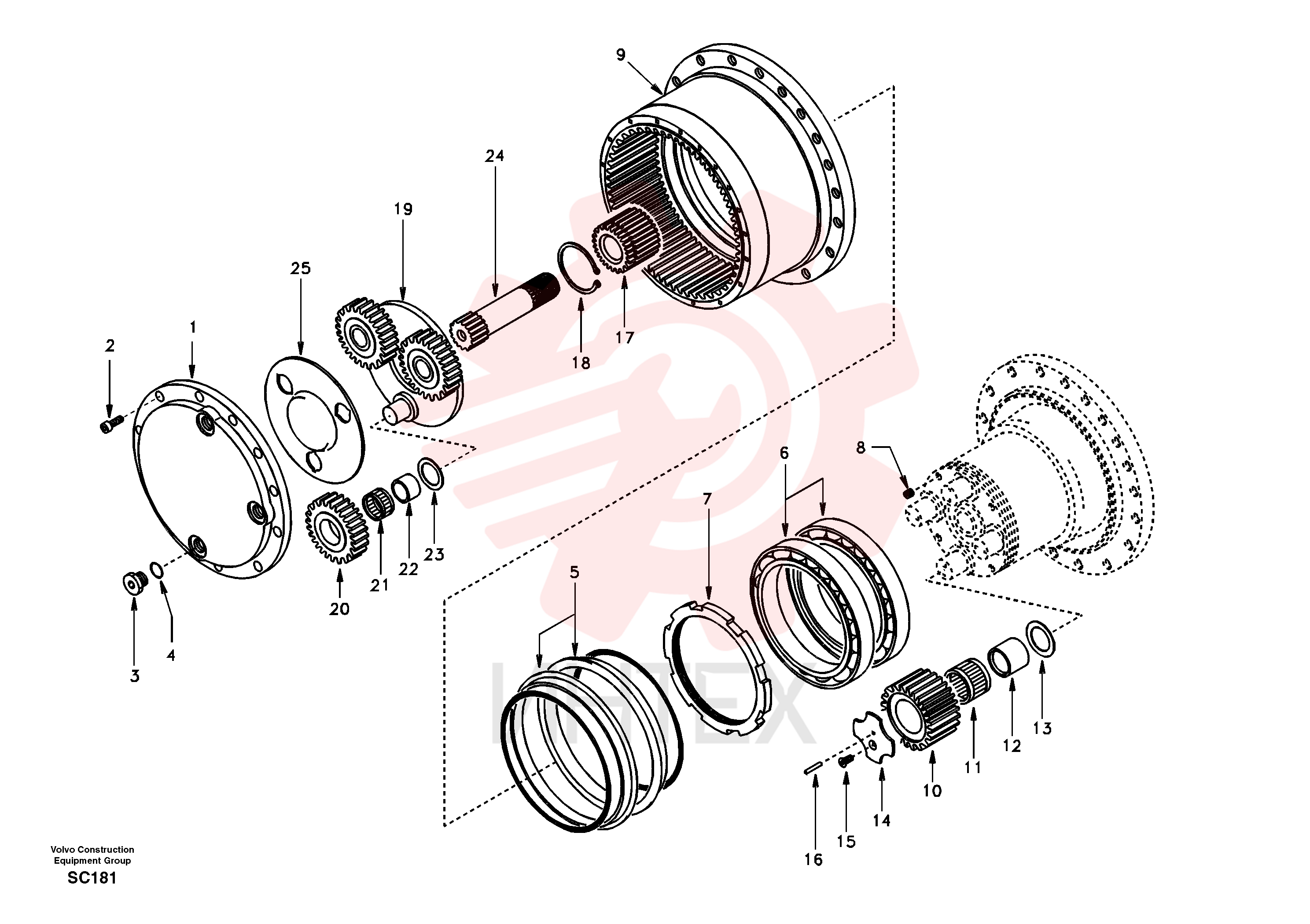 Travel gearbox