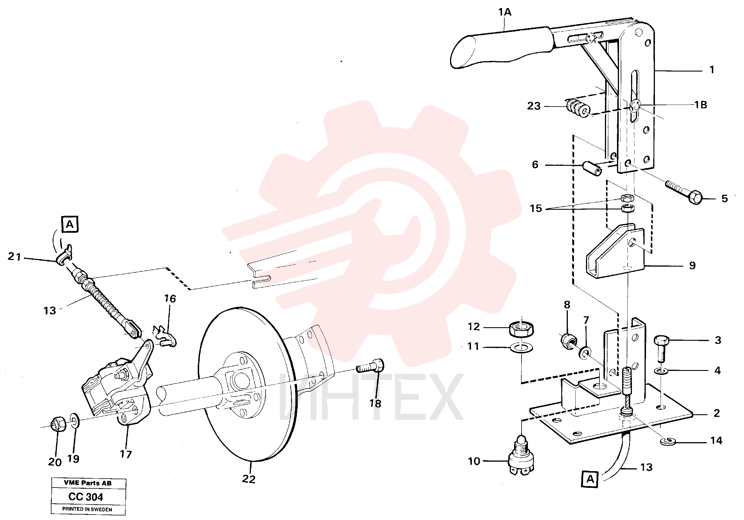 Handbrake lever VOE 4945742