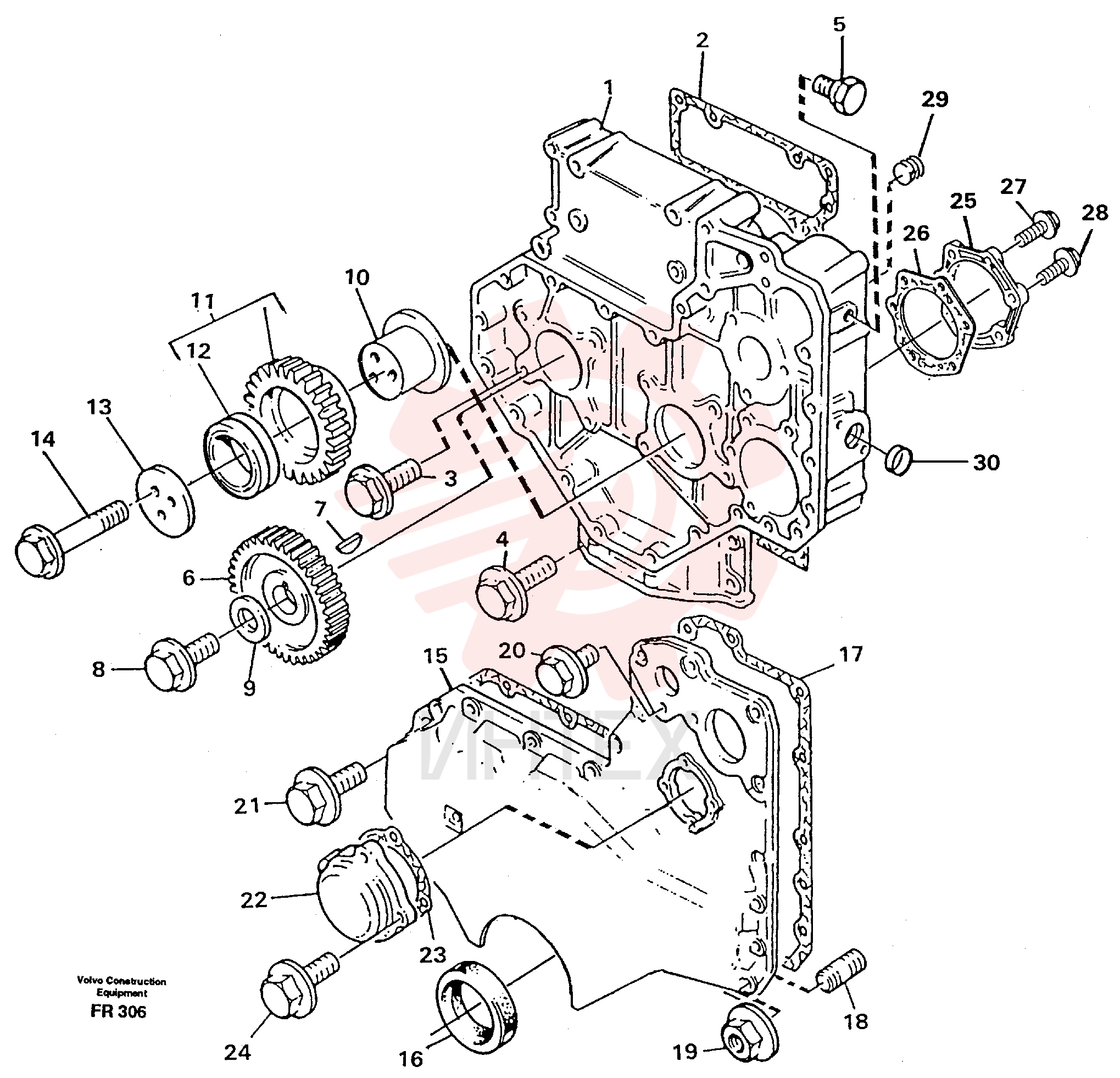 Timing gear casing