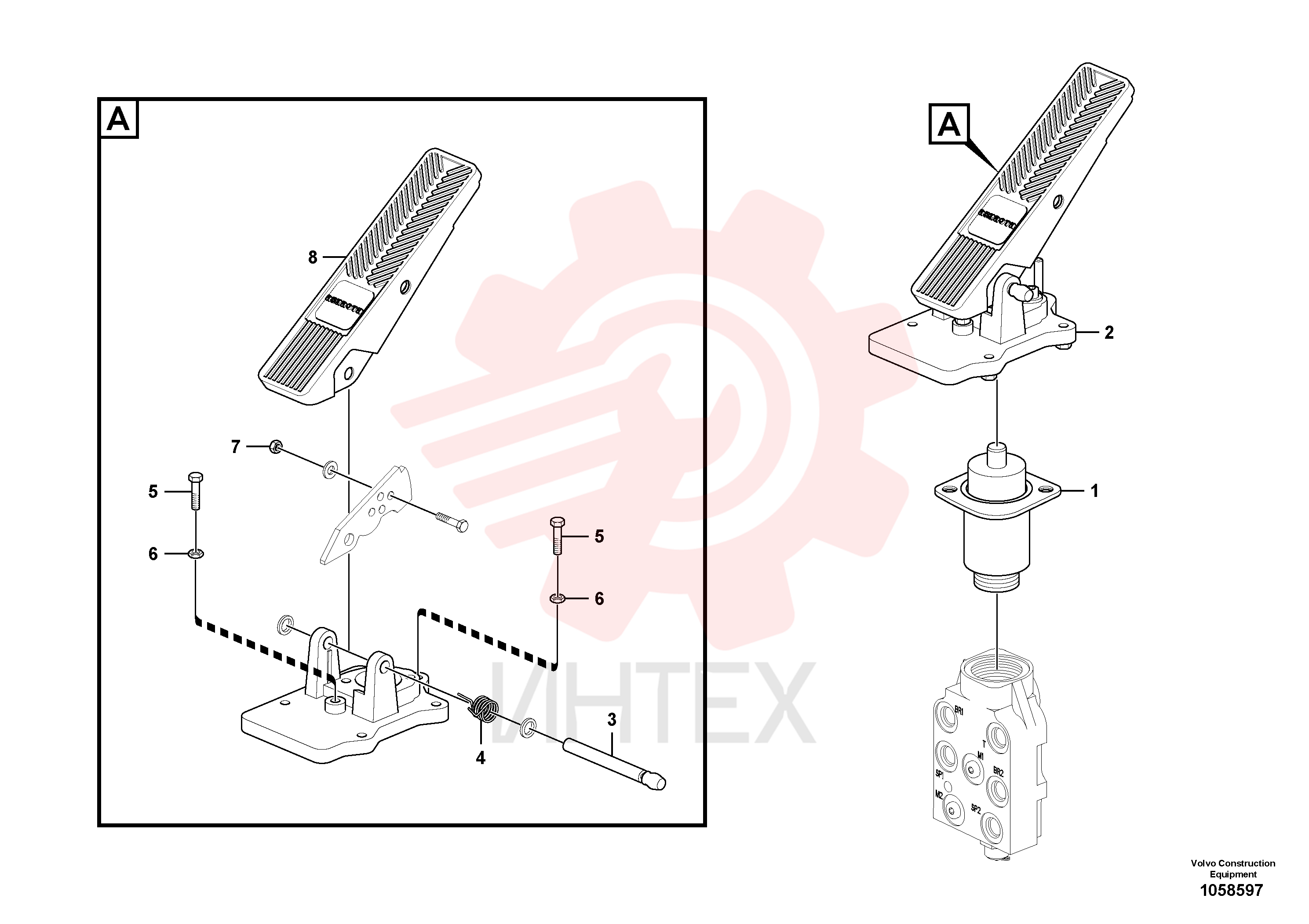 Footbrake valve VOE 15120091