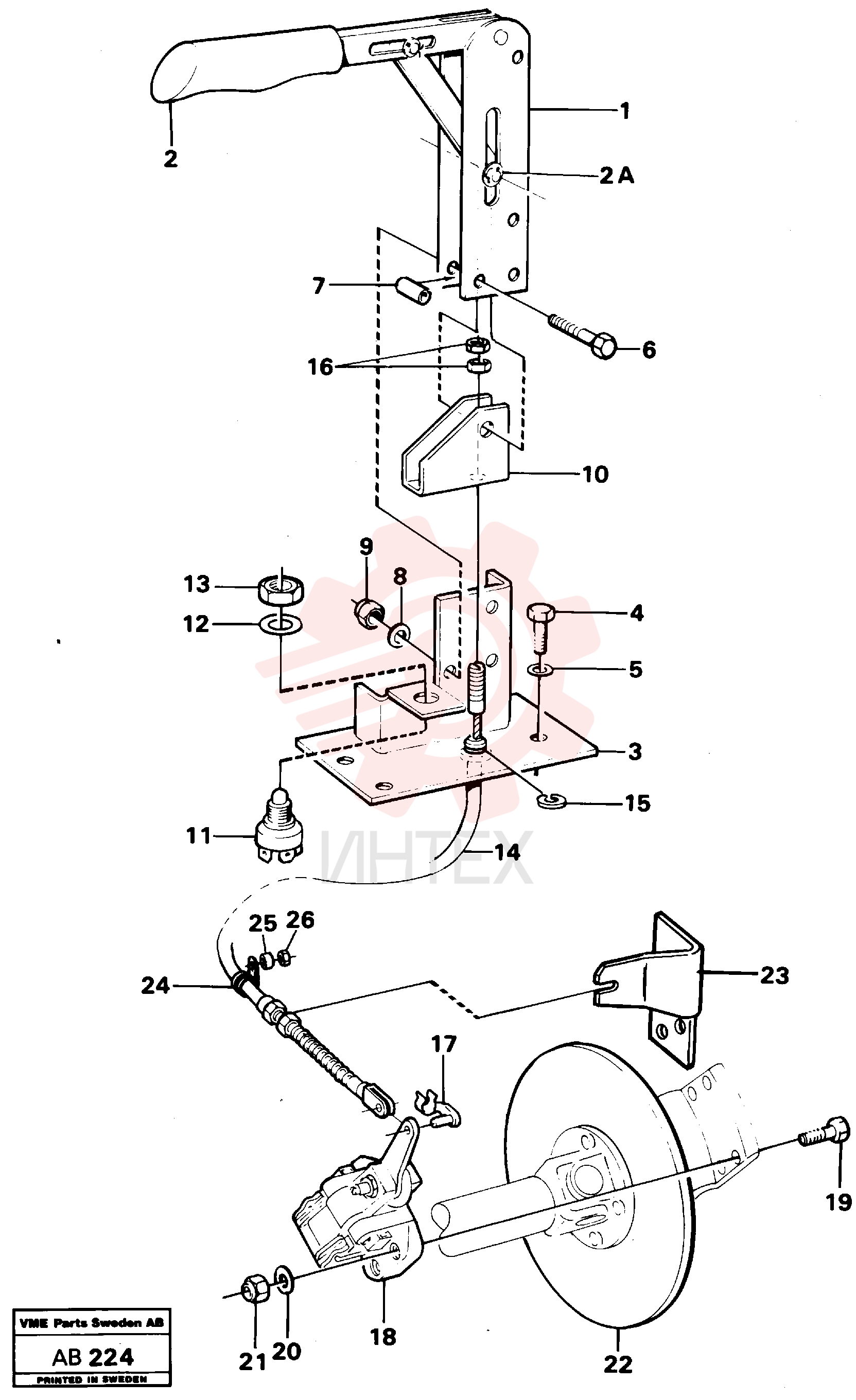 Handbrake lever VOE 4945742 (2)