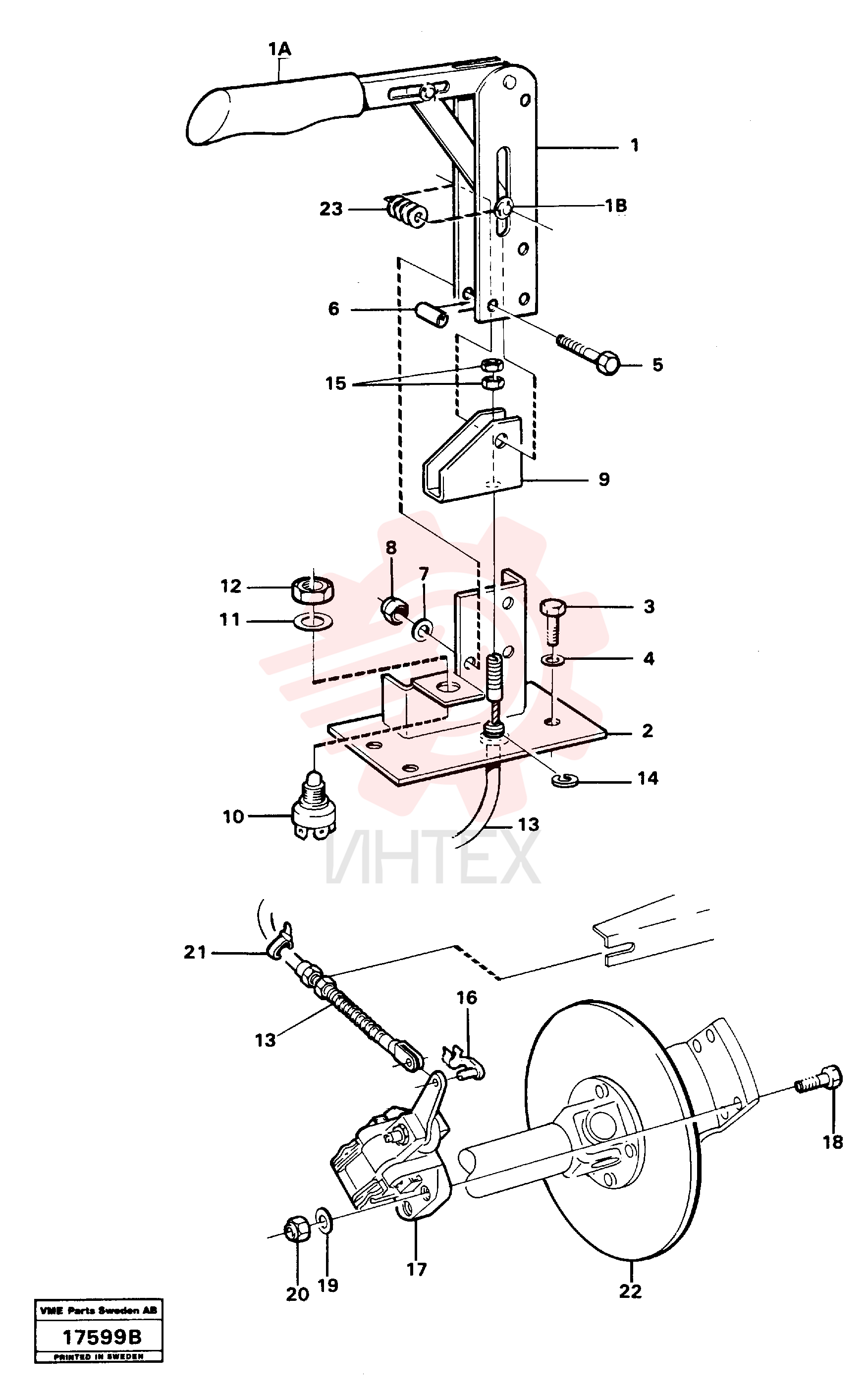 Handbrake lever VOE 4945742 (1)