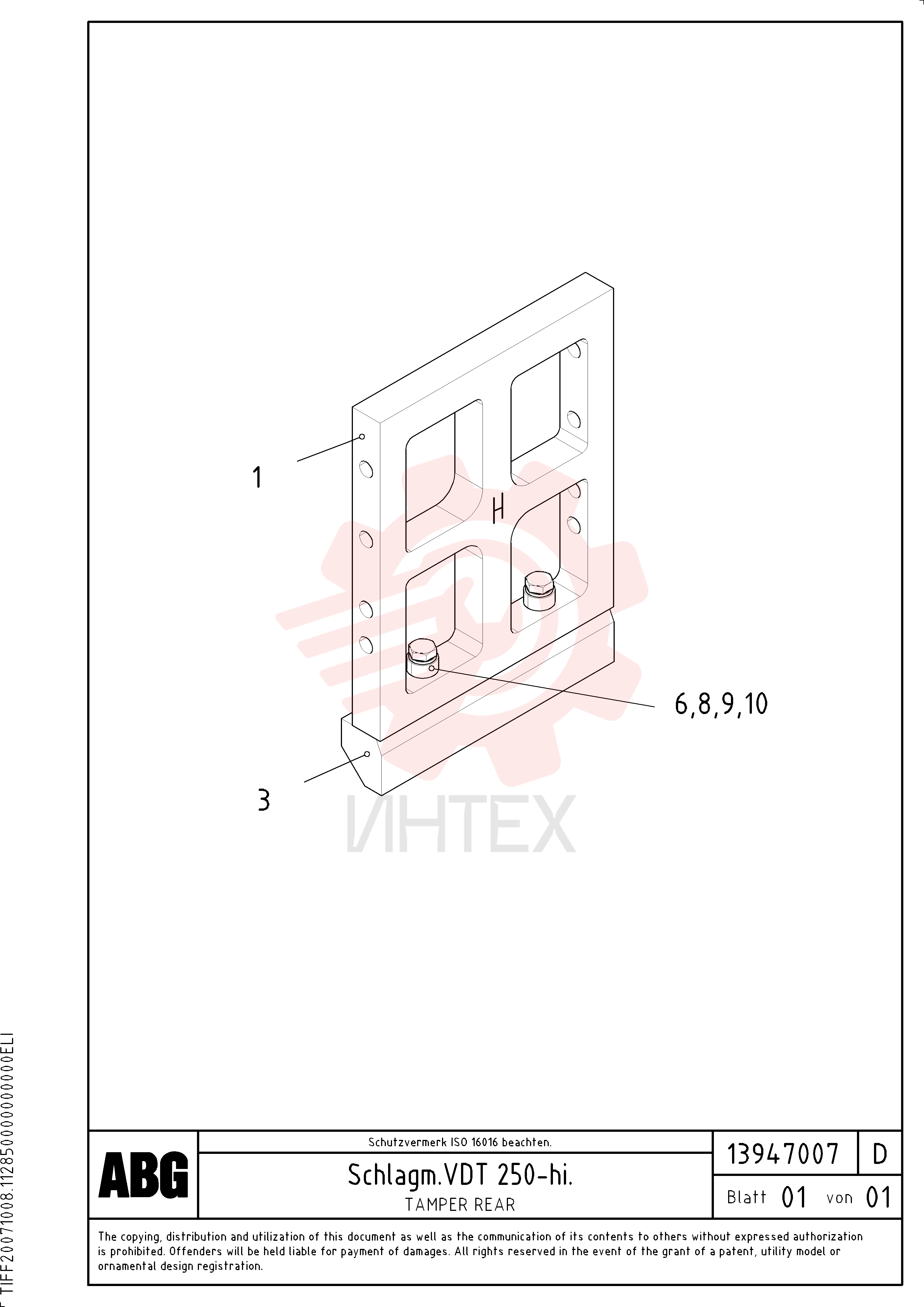 Rear plate RM 58888876
